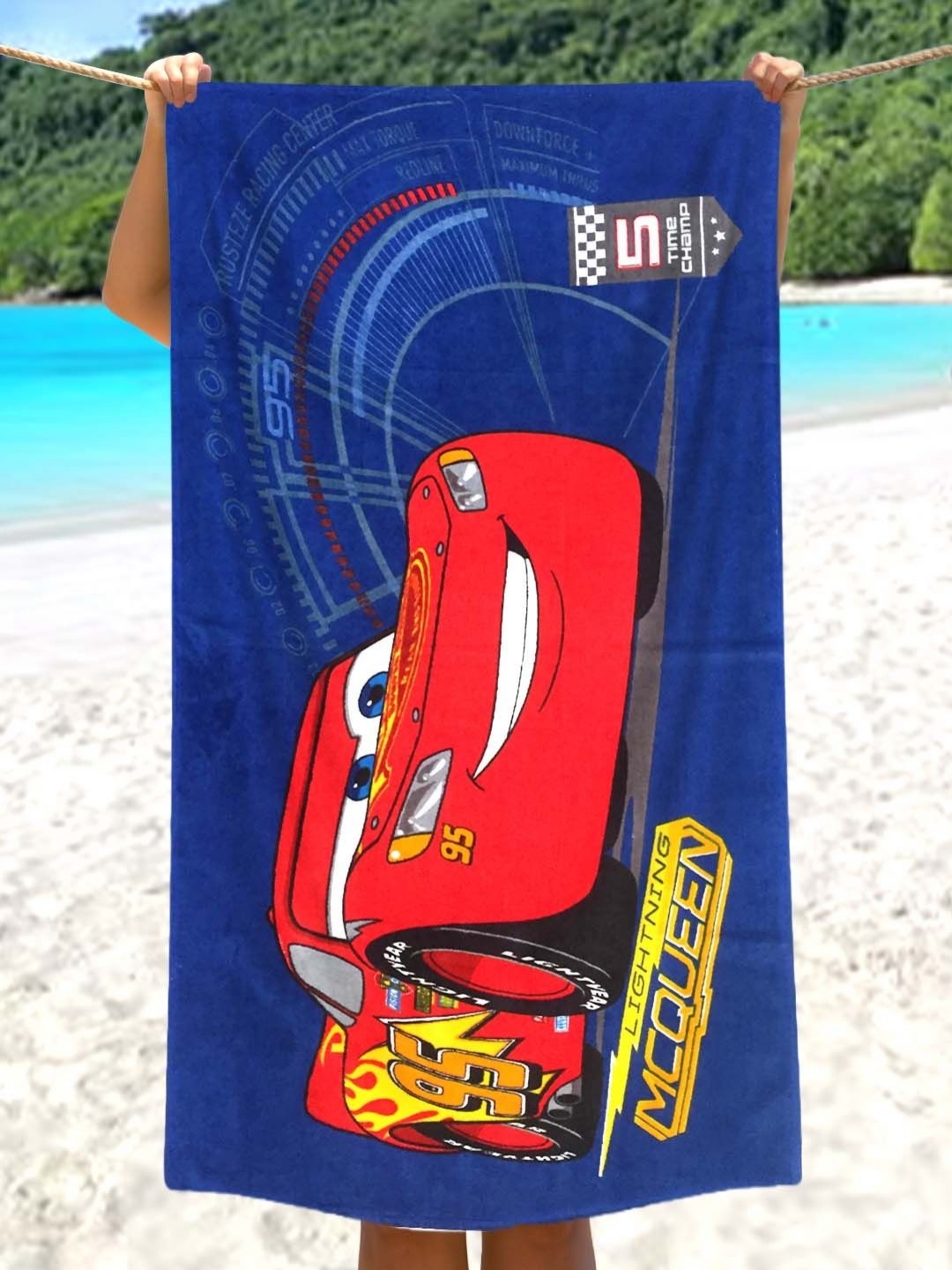 

Disney Blue & Red Cars Mcueen Printed Cotton 350 GSM Bath Towel