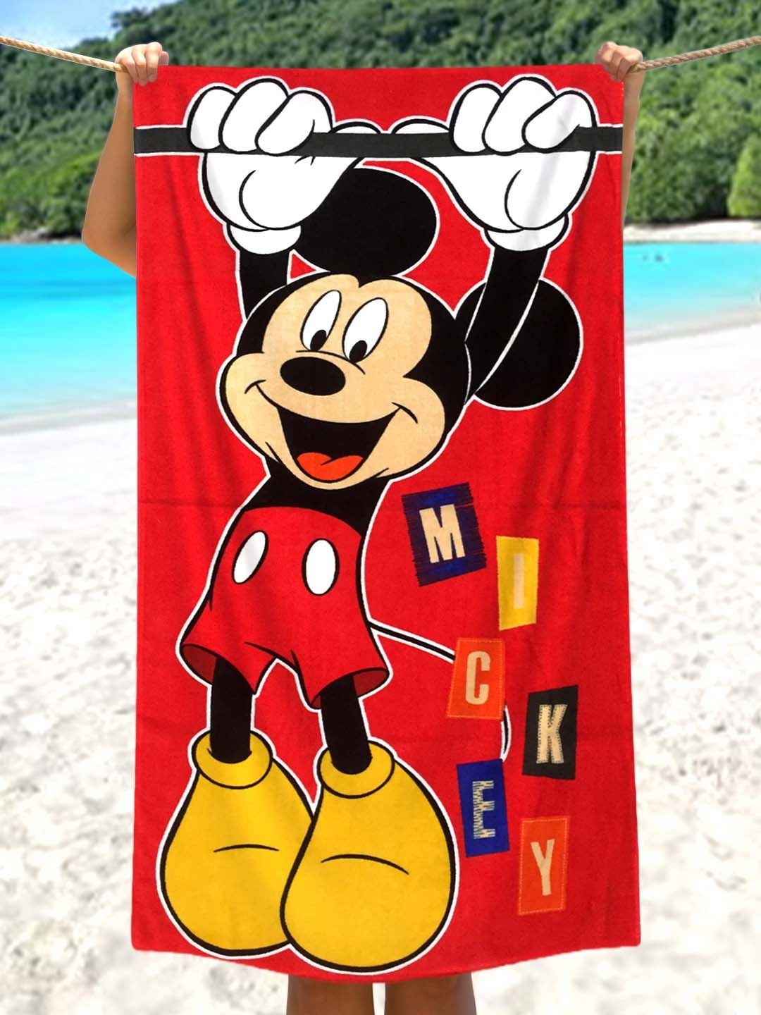 

Disney Red and Black Mickey Mouse Printed Cotton 350 GSM Bath Towel