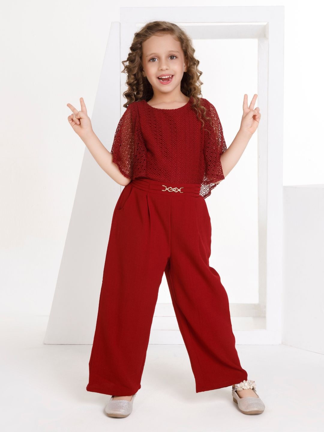 

Peppermint Girls Basic Jumpsuit, Maroon