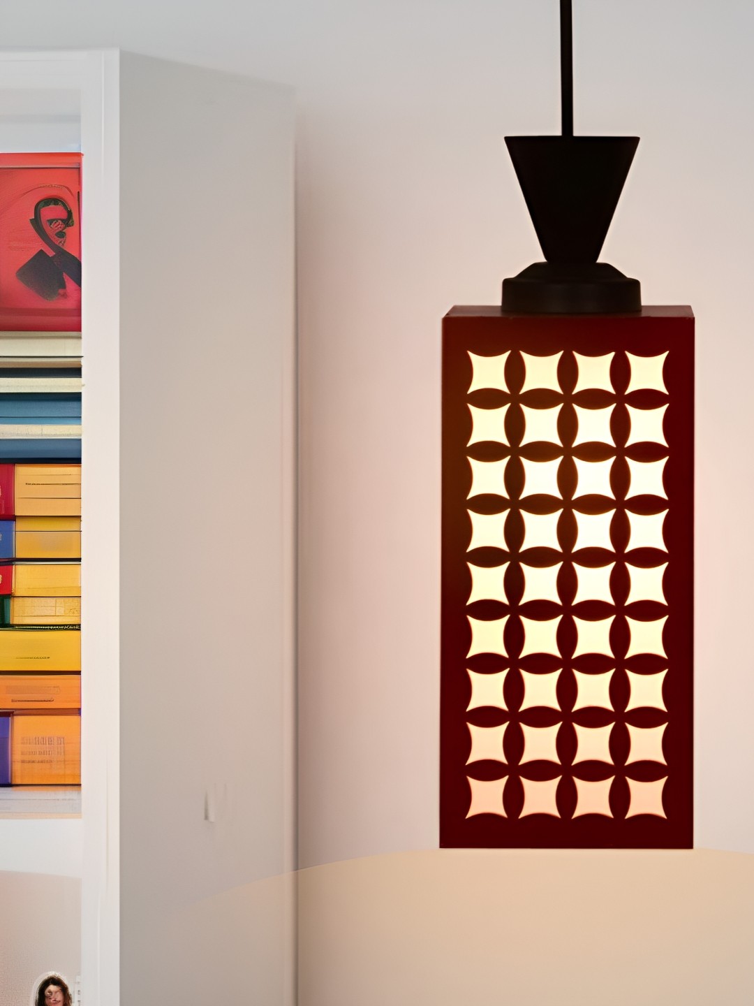 

Gojeeva Red Wood Square Shaped Wall Lamp