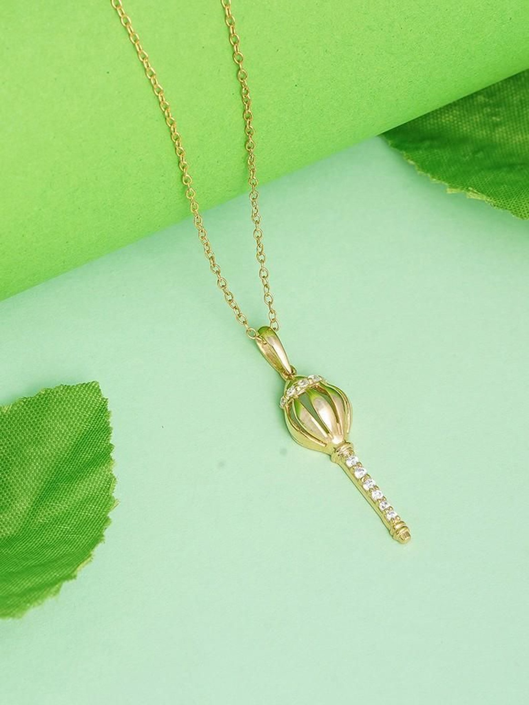 

Zalkari 92.5 Sterling Silver Gold-Plated Cubic Zirconia Pendant