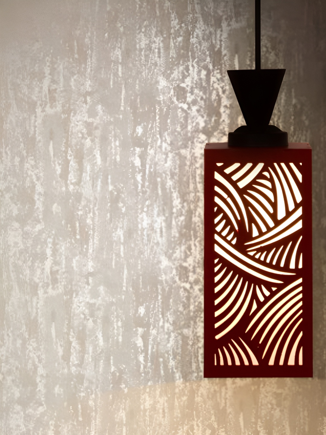 

Gojeeva Red Wood Square Shaped Wall Lamp