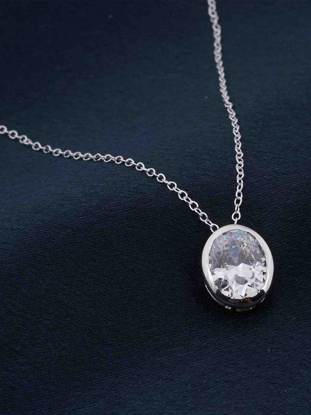 

Zalkari Sterling Silver-Plated Circular Cubic Zirconia Pendant