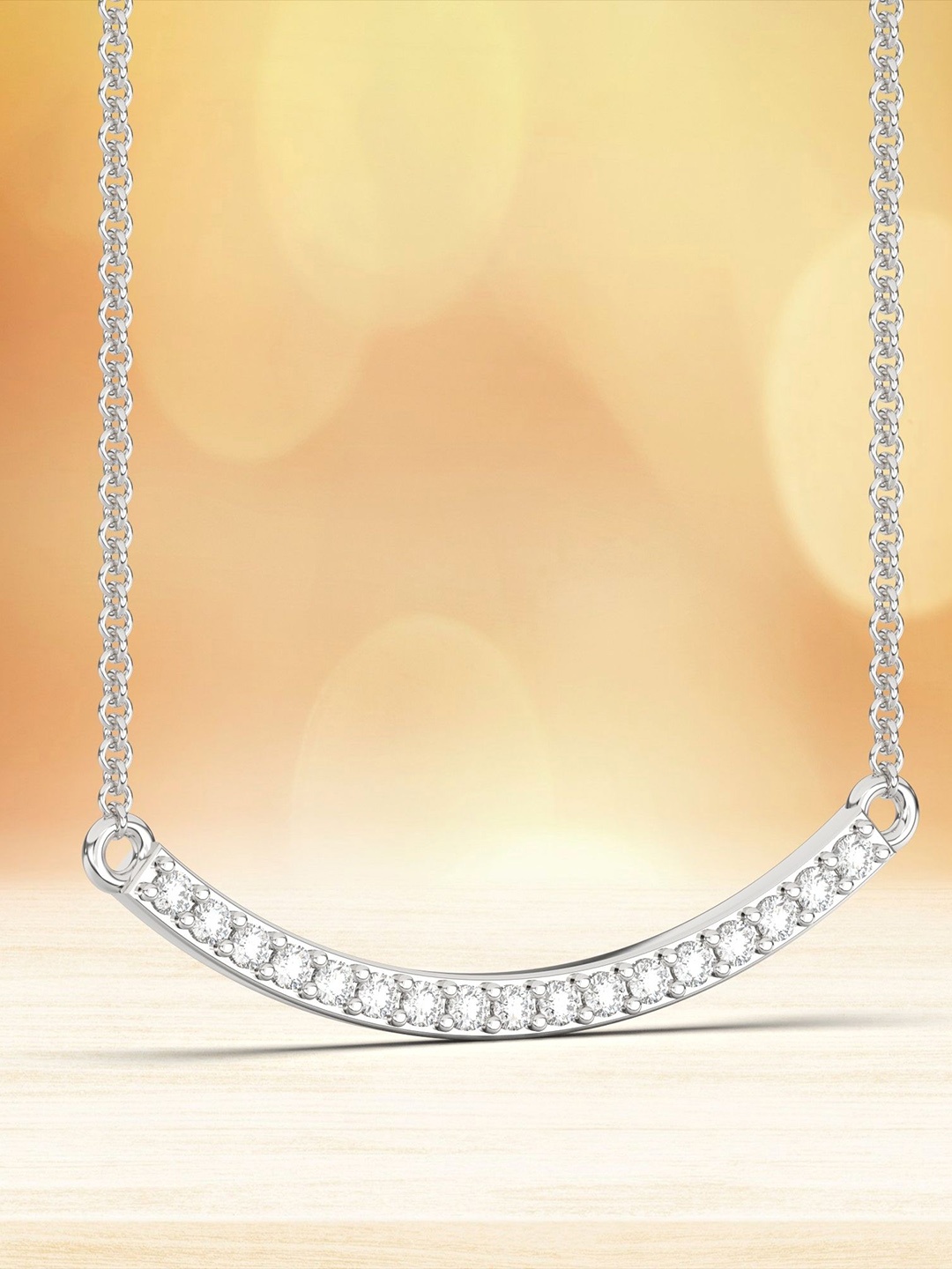 

Zalkari Sterling Silver Rhodium-Plated Cubic Zirconia-Studded Curved Bar Pendant