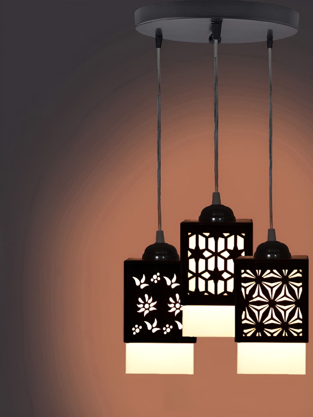 

Gojeeva Black & White 3 Pieces Textured Wood Square Shaped Wall Lamps
