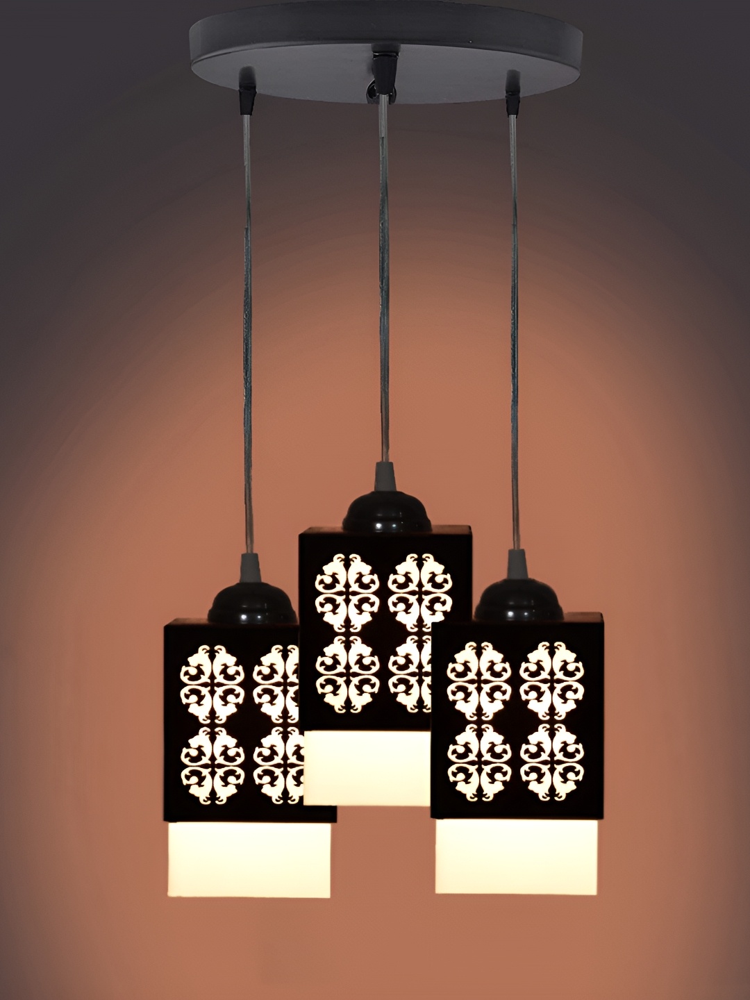 

Gojeeva Black & White 3 Pieces Textured Wood Square Shaped Wall Lamps
