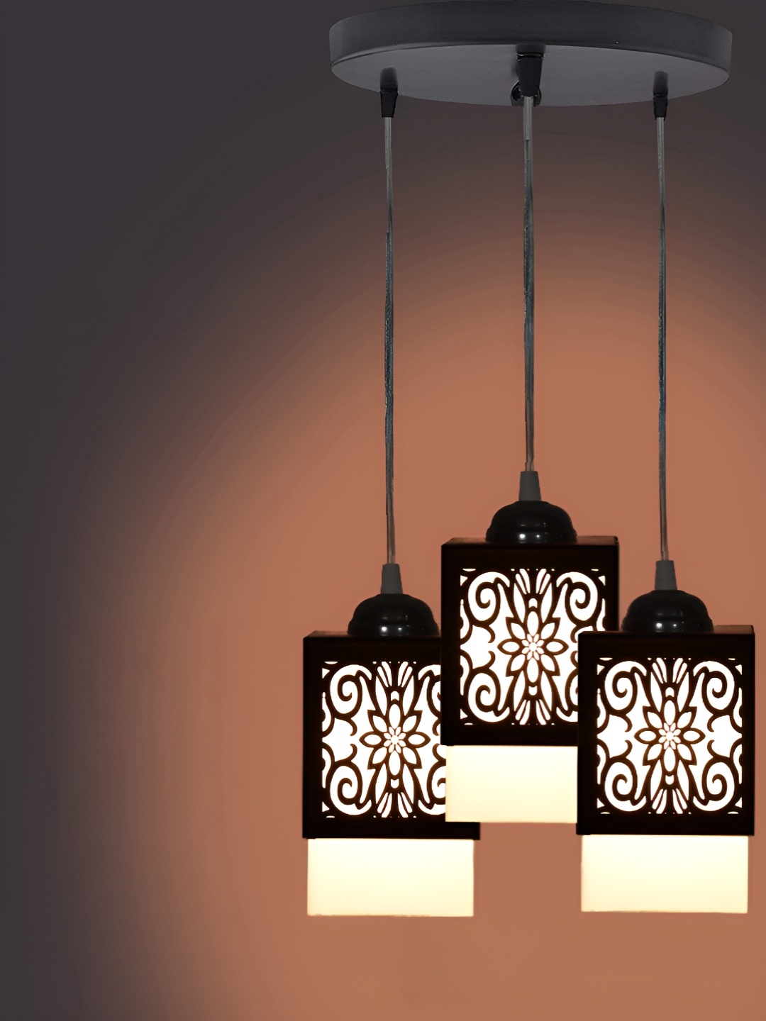 

Gojeeva Black & White 3 Pieces Textured Wood Square Shaped Wall Lamps