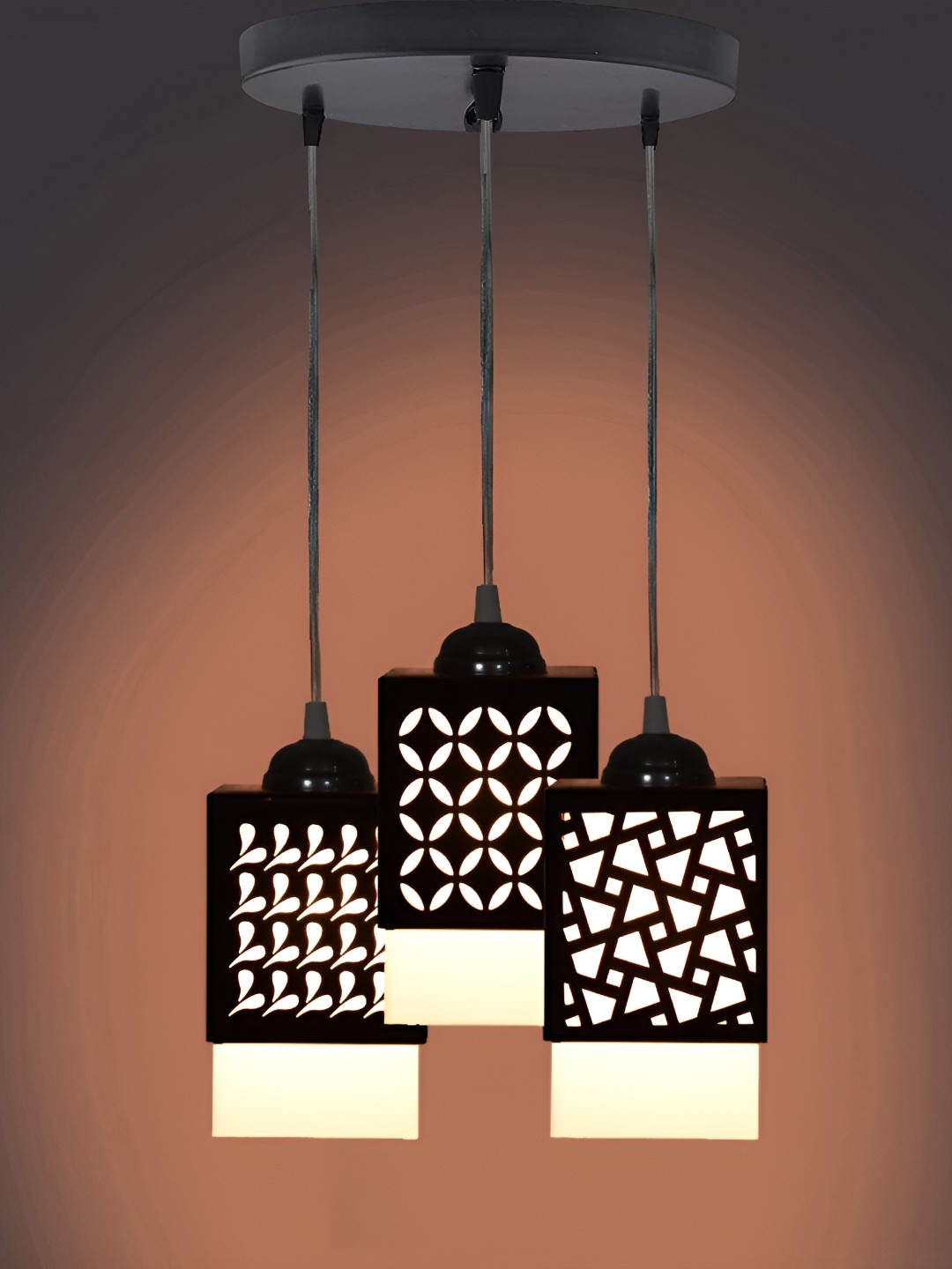 

Gojeeva Black & White 3 Pieces Textured Wood Square Shaped Wall Lamps