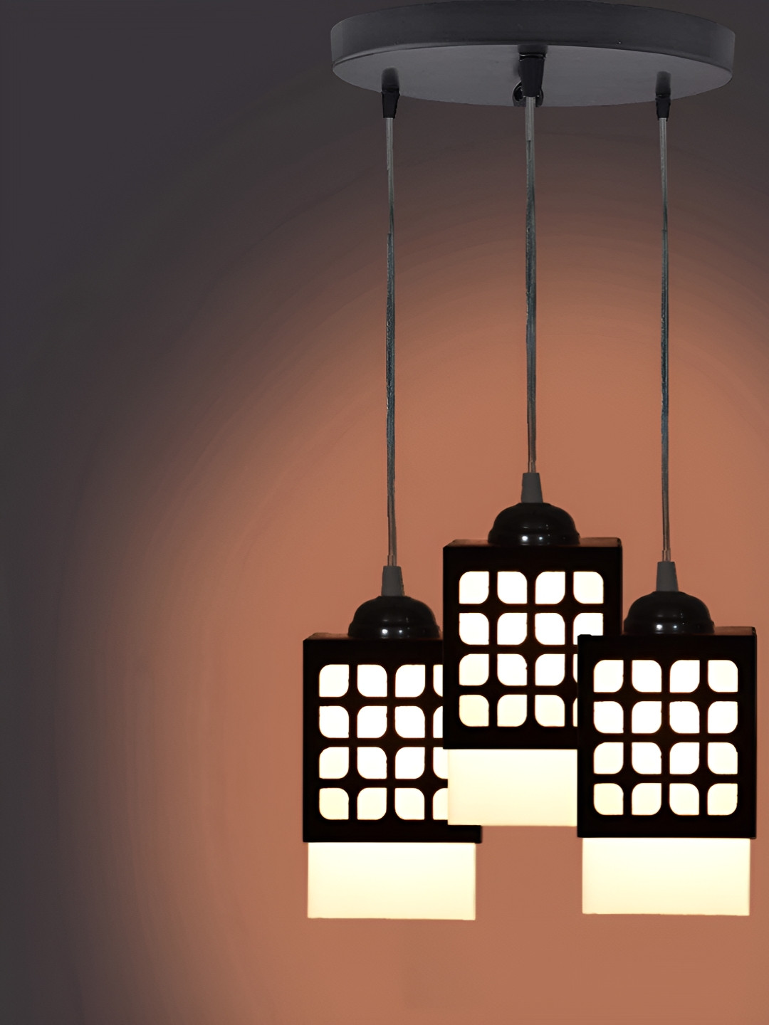 

Gojeeva Black & White 3 Pieces Textured Wood Square Shaped Wall Lamps