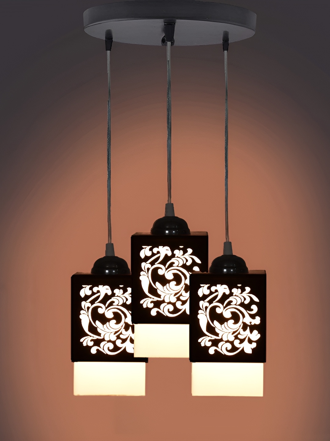 

Gojeeva Black & White 3 Pieces Textured Wood Square Shaped Wall Lamps