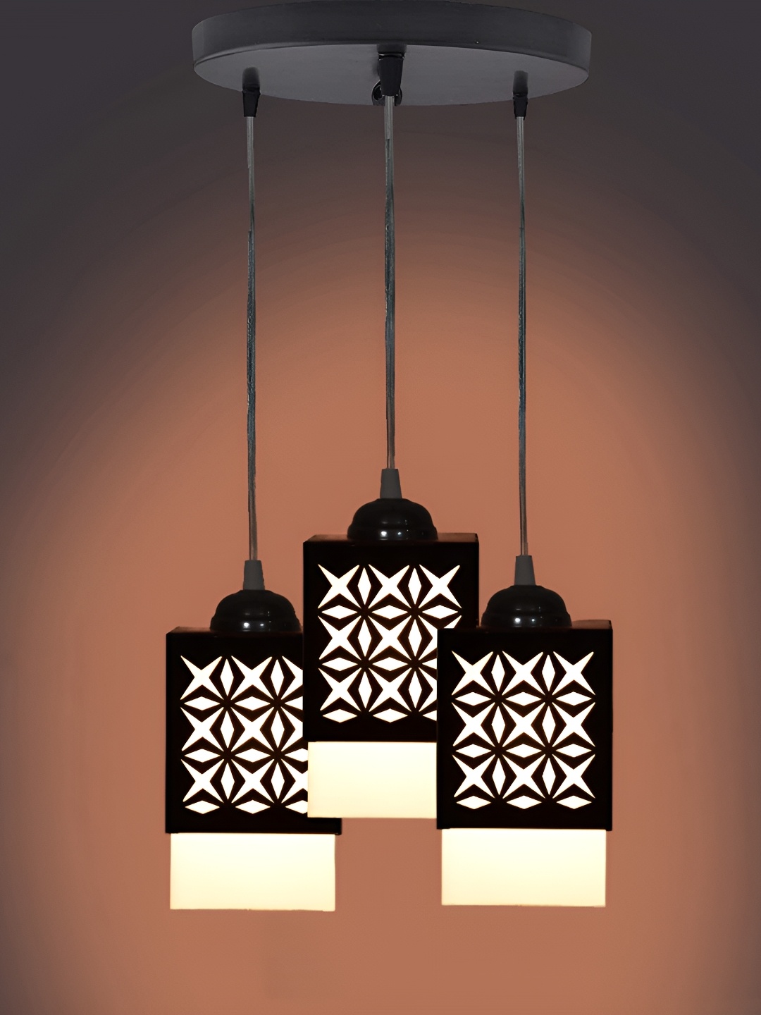 

Gojeeva Black & White 3 Pieces Textured Wood Square Shaped Wall Lamps