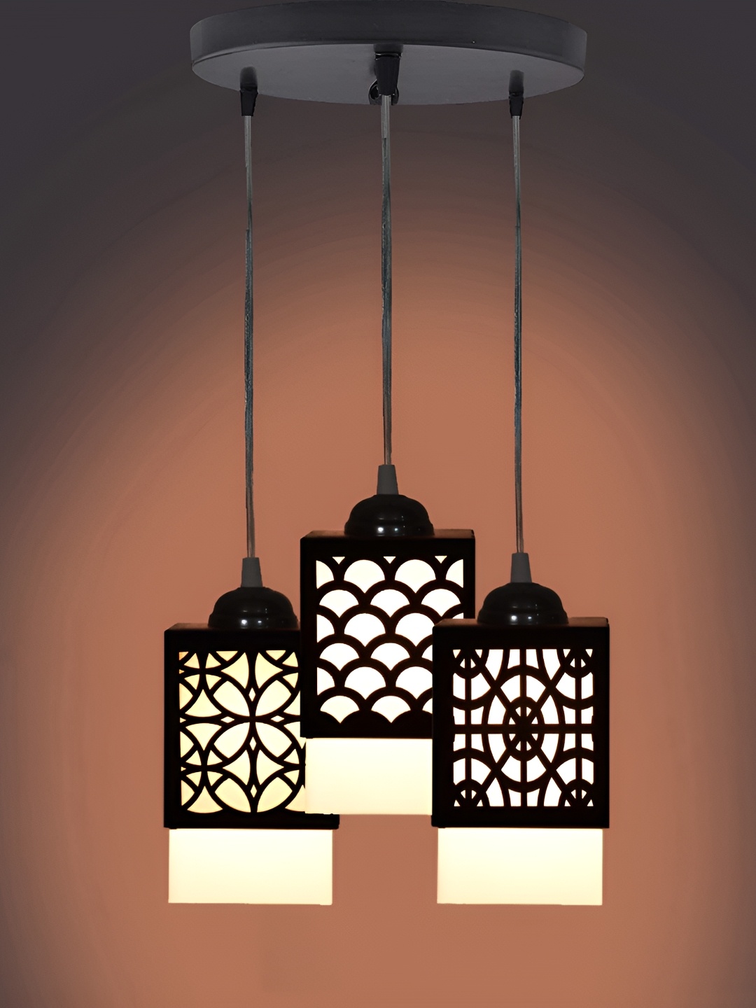 

Gojeeva Black & White 3 Pieces Textured Wood Square Shaped Wall Lamps