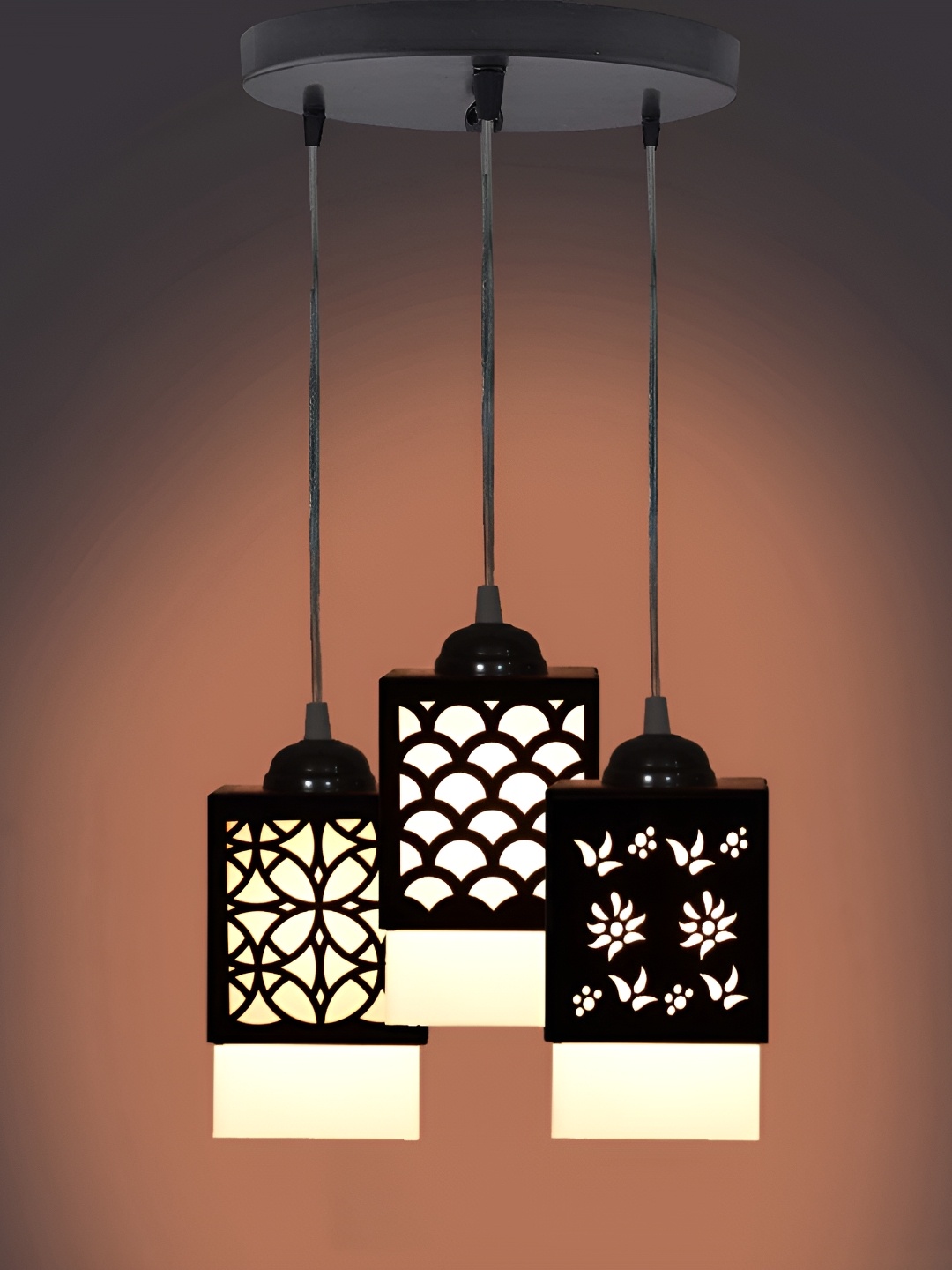

Gojeeva Black & White 3 Pieces Textured Wood Square Shaped Wall Lamps
