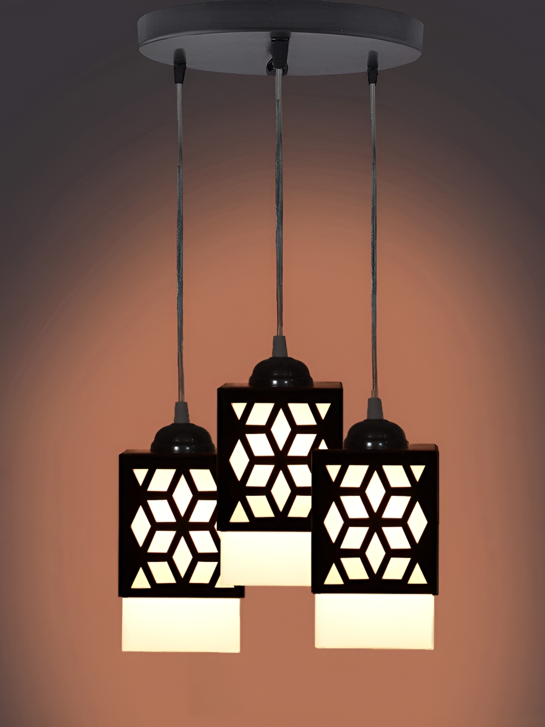 

Gojeeva Black & White 3 Pieces Textured Wood Square Shaped Wall Lamps