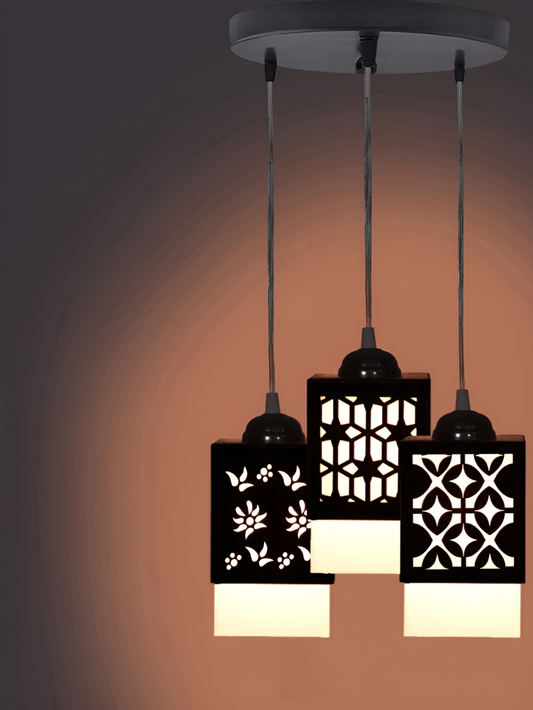 

Gojeeva Black & White 3 Pieces Textured Wood Square Shaped Wall Lamps