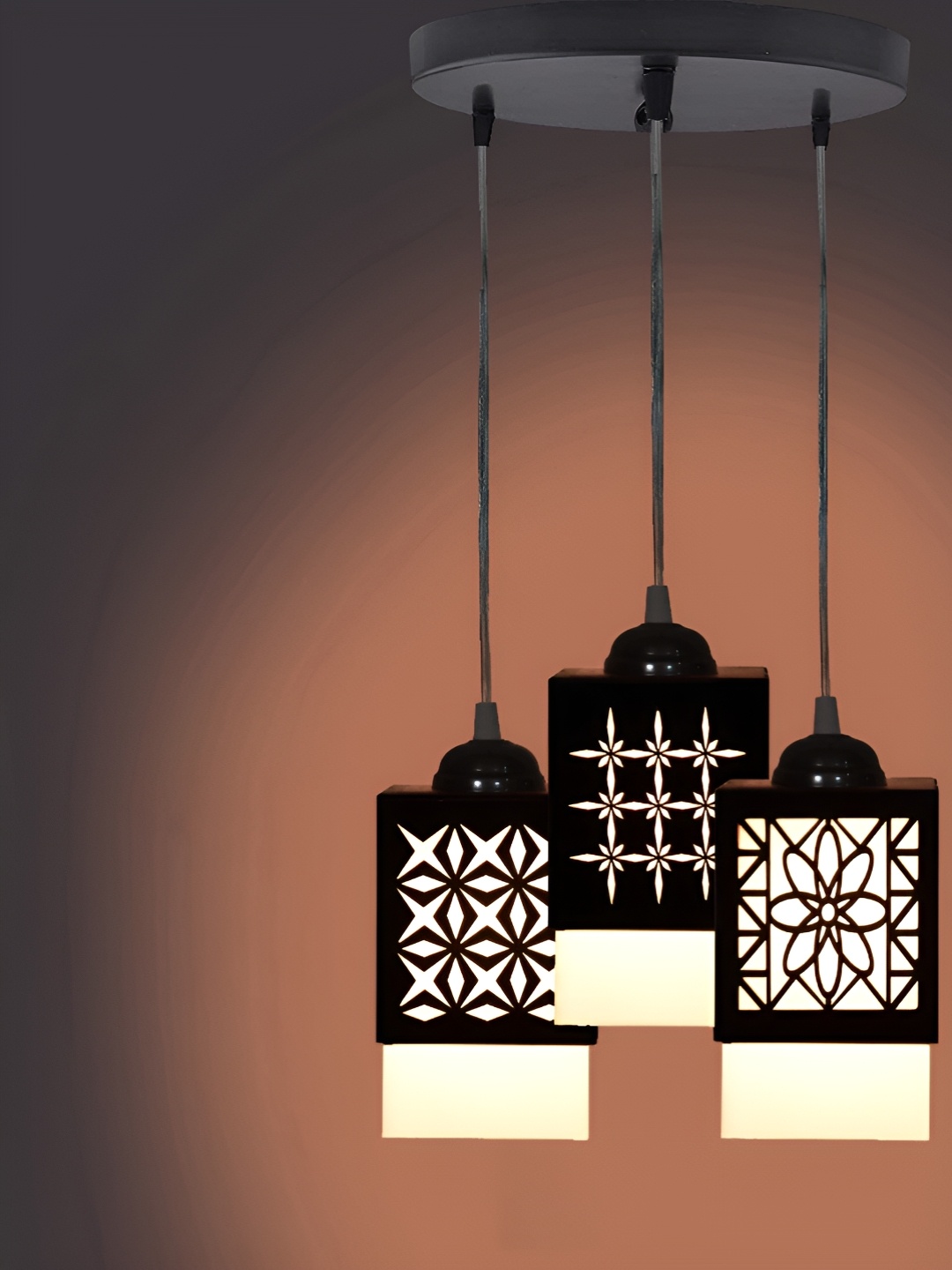 

Gojeeva Black & White 3 Pieces Textured Wood Square Shaped Wall Lamps