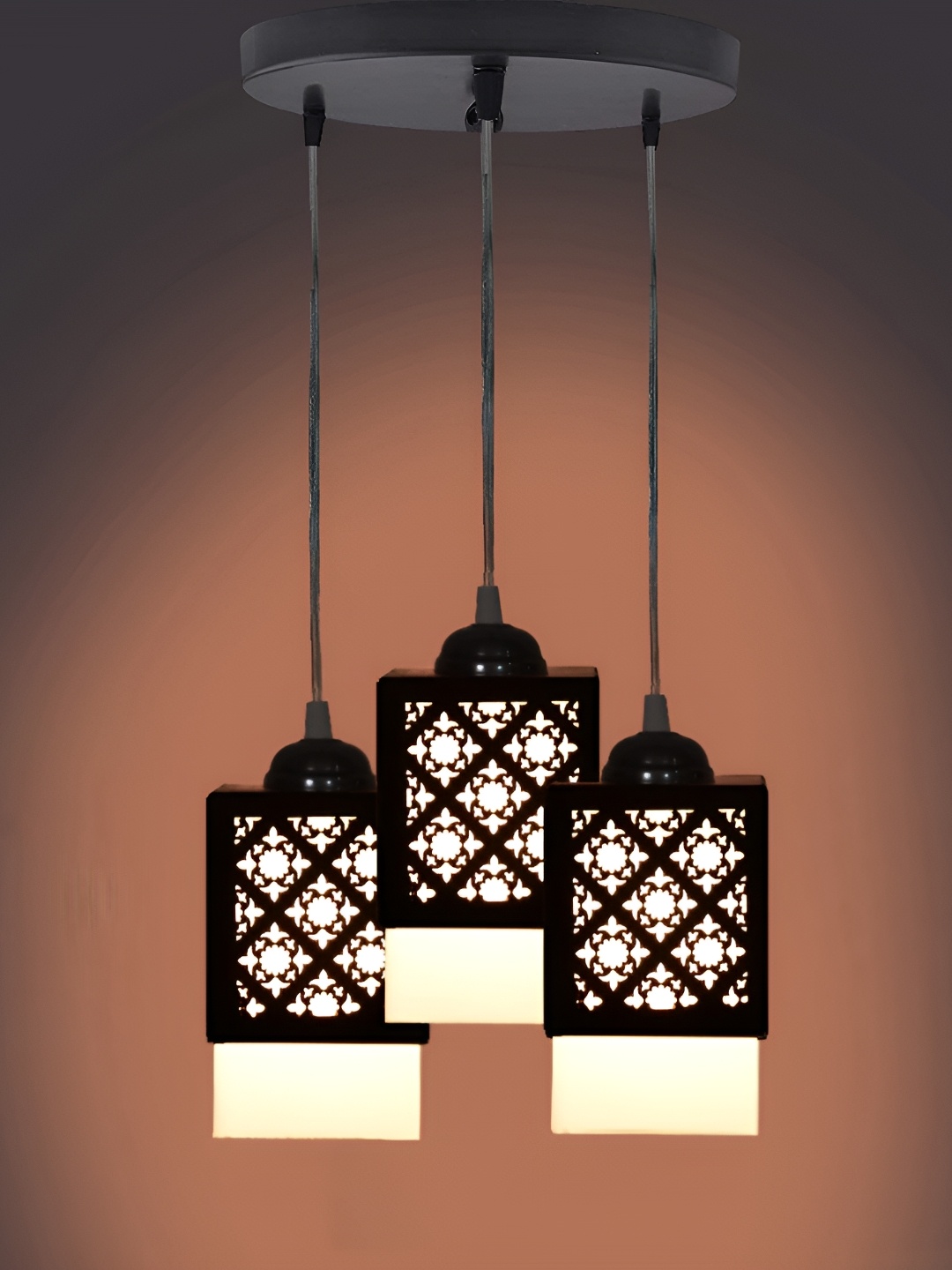 

Gojeeva Black & White 3 Pieces Textured Wood Square Shaped Wall Lamps