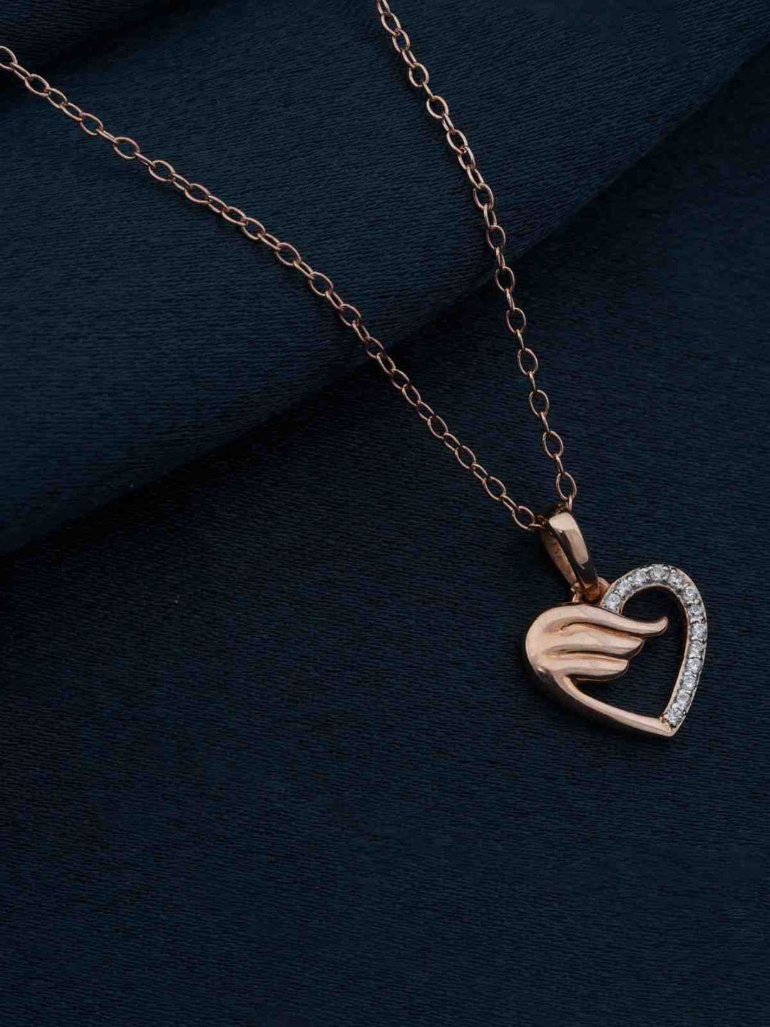 

Zalkari Rose Gold-Plated Sterling Silver Cubic Zirconia Love heart Wings Pendant