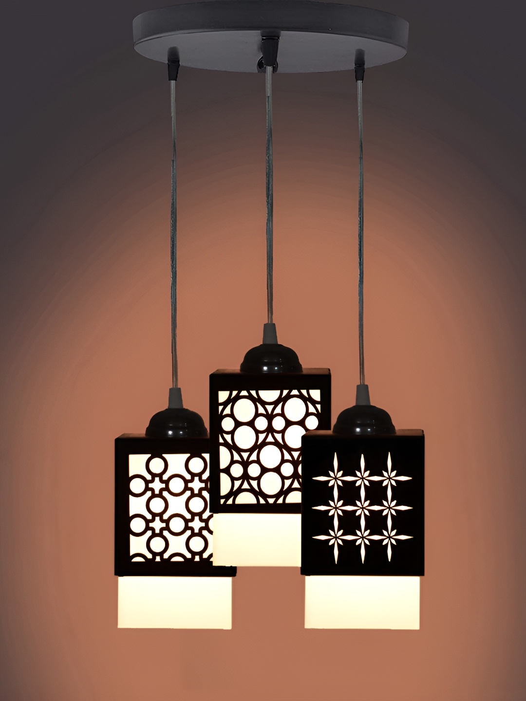 

Gojeeva Black & White 3 Pieces Textured Wood Square Shaped Wall Lamps
