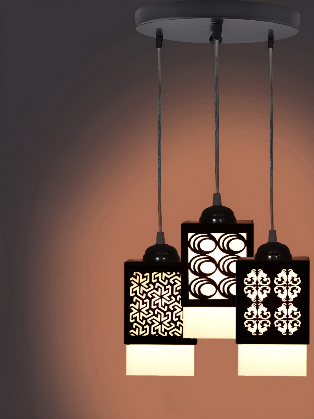 

Gojeeva Black & White 3 Pieces Textured Wood Square Shaped Wall Lamps