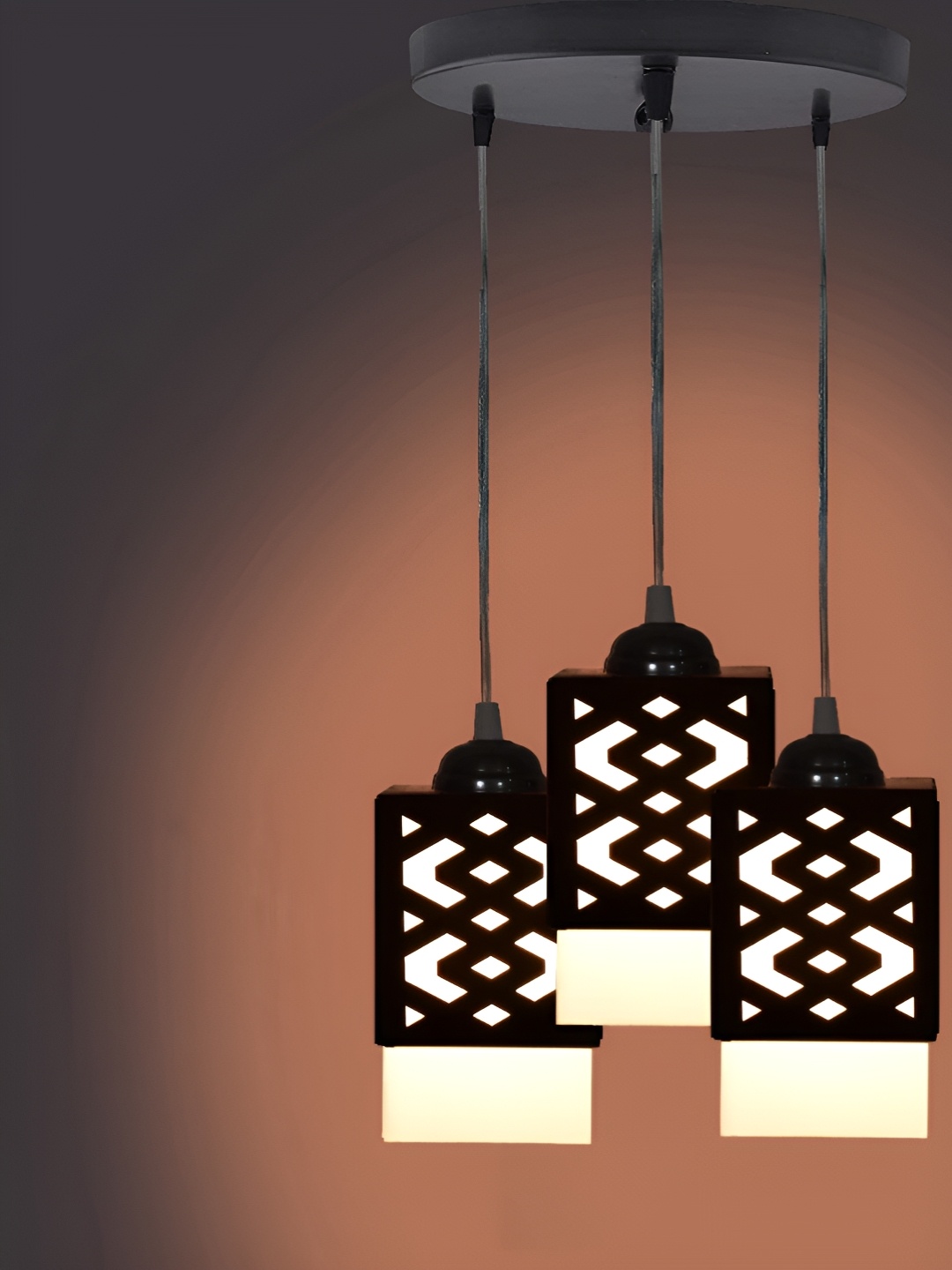 

Gojeeva Black & White 3 Pieces Textured Wood Square Shaped Wall Lamps