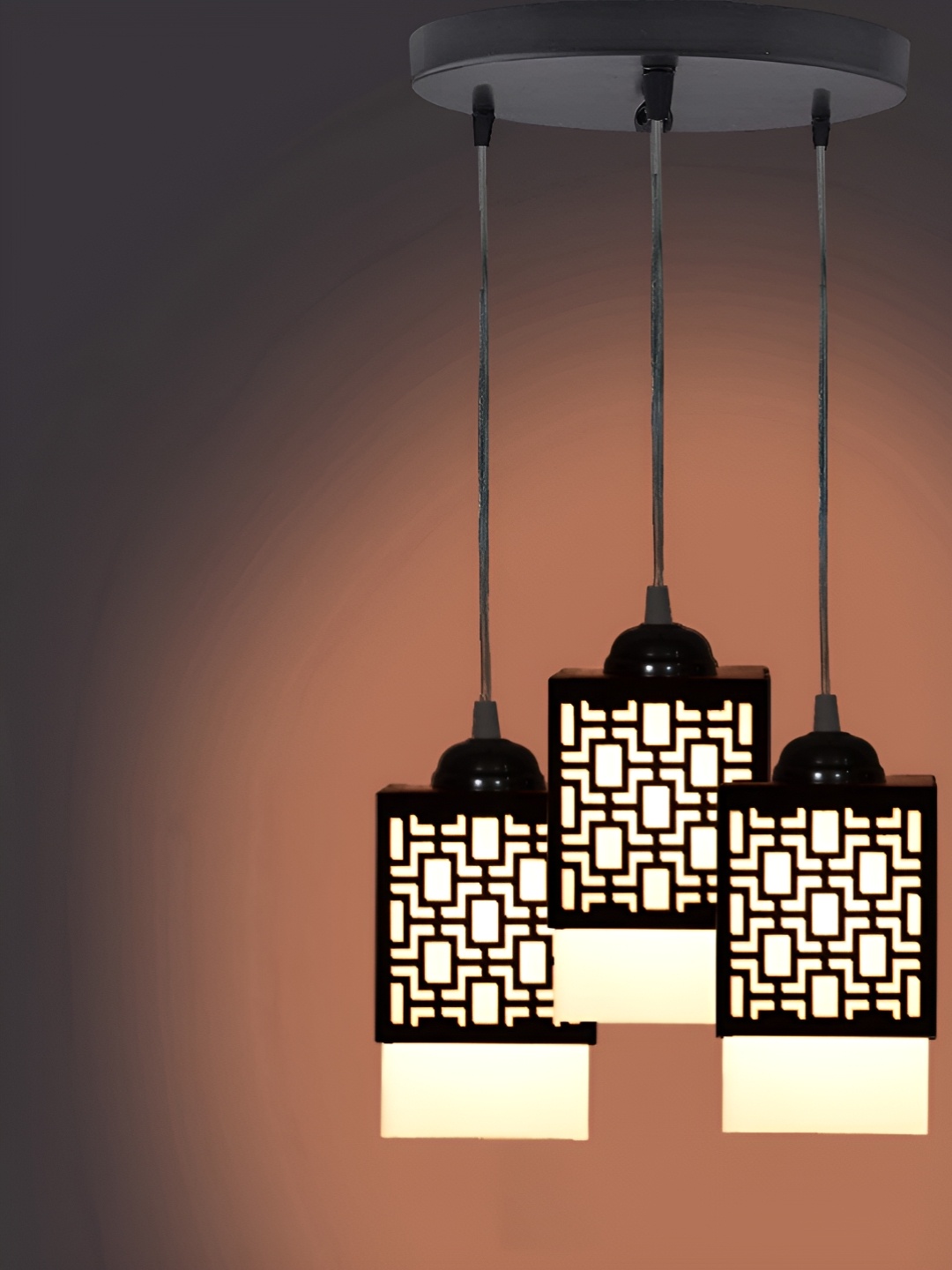 

Gojeeva Black & White 3 Pieces Textured Wood Square Shaped Wall Lamps