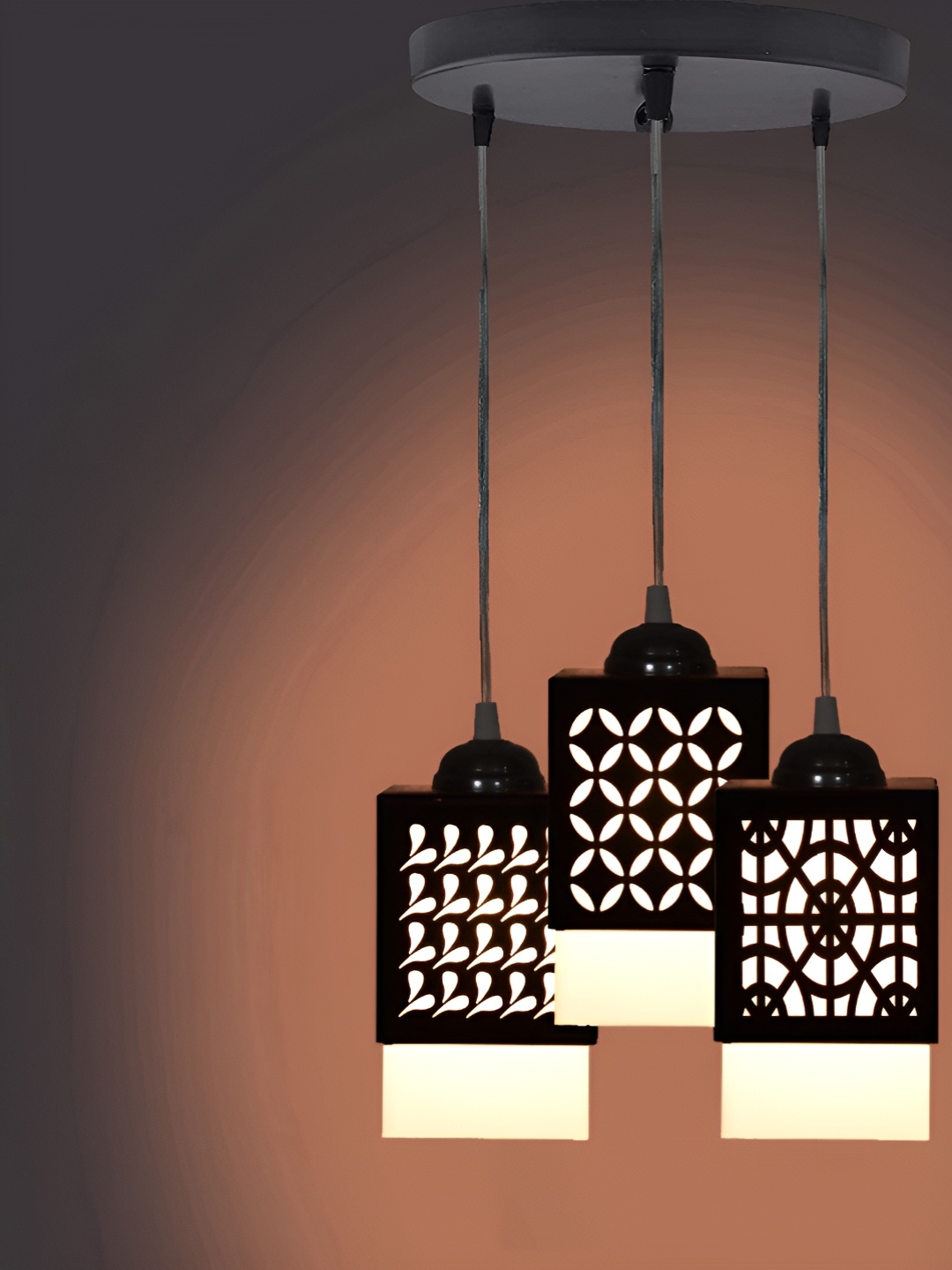 

Gojeeva Black & White 3 Pieces Textured Wood Square Shaped Wall Lamps