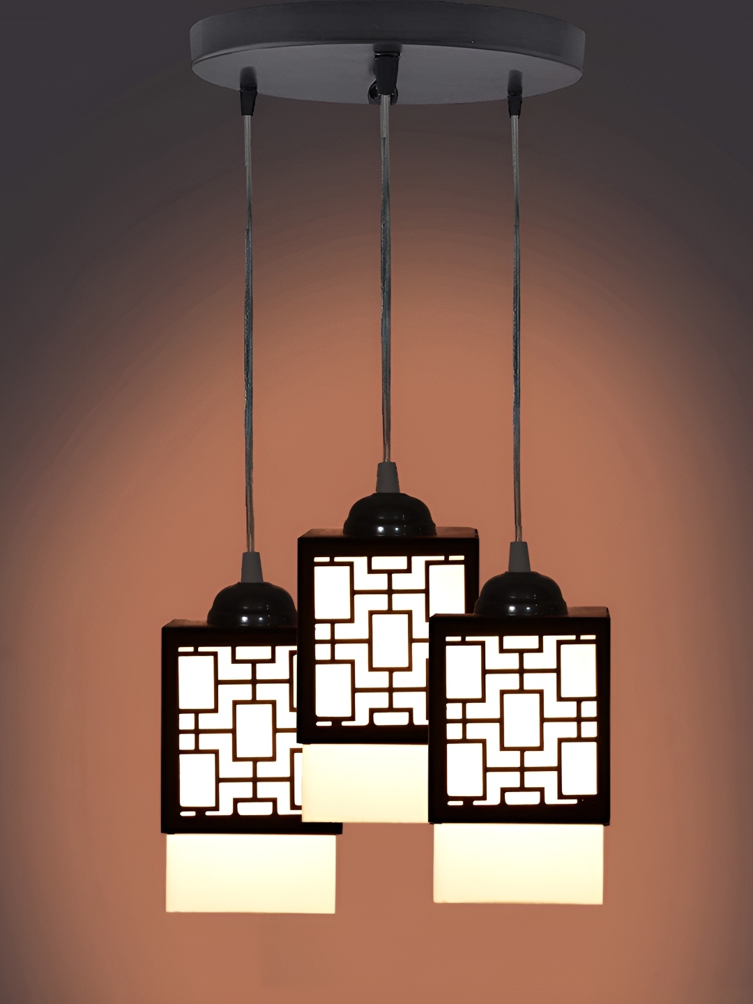 

Gojeeva Black & White 3 Pieces Textured Wood Square Shaped Wall Lamps