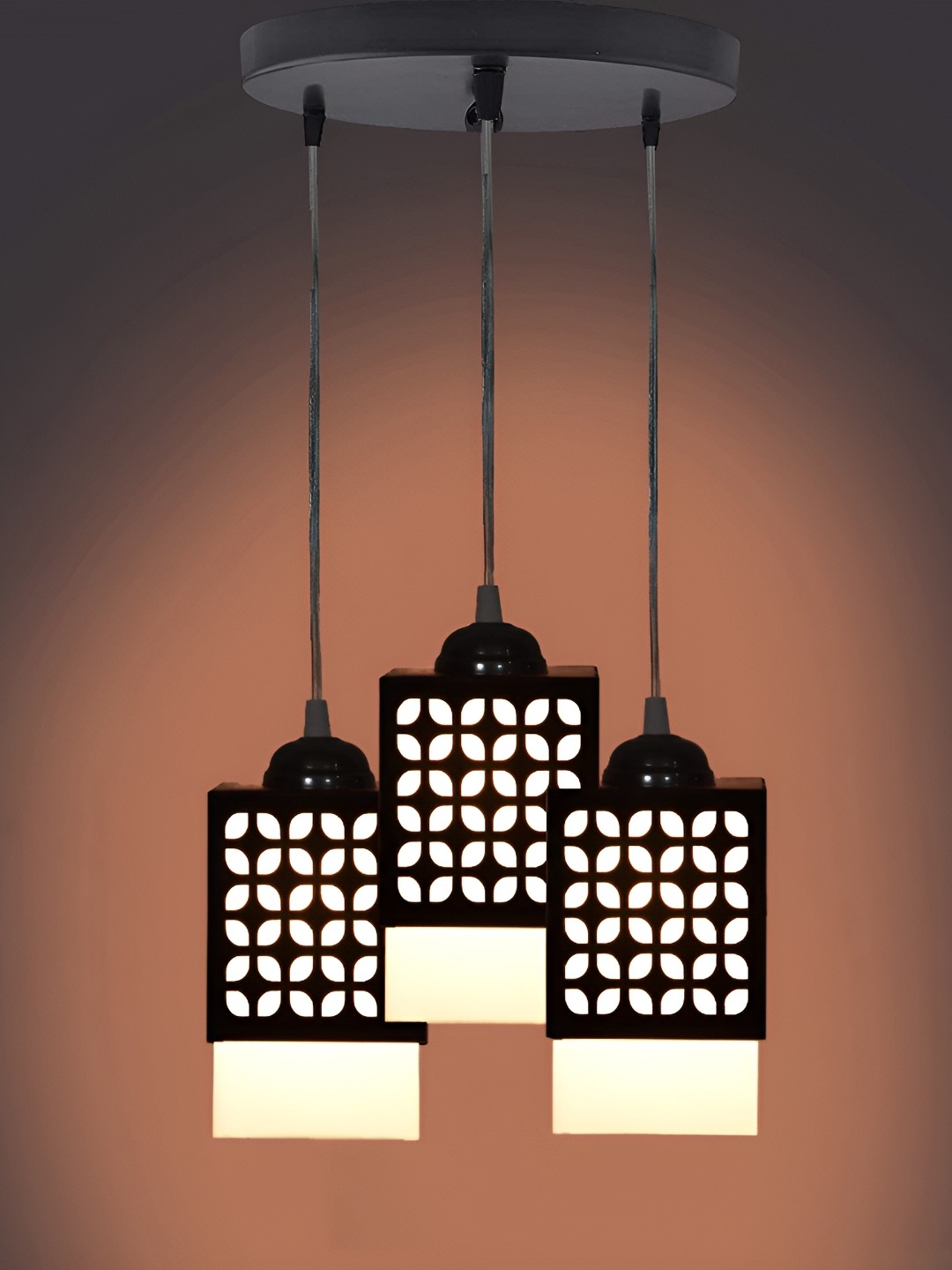 

Gojeeva Black & White 3 Pieces Textured Wood Square Shaped Wall Lamps