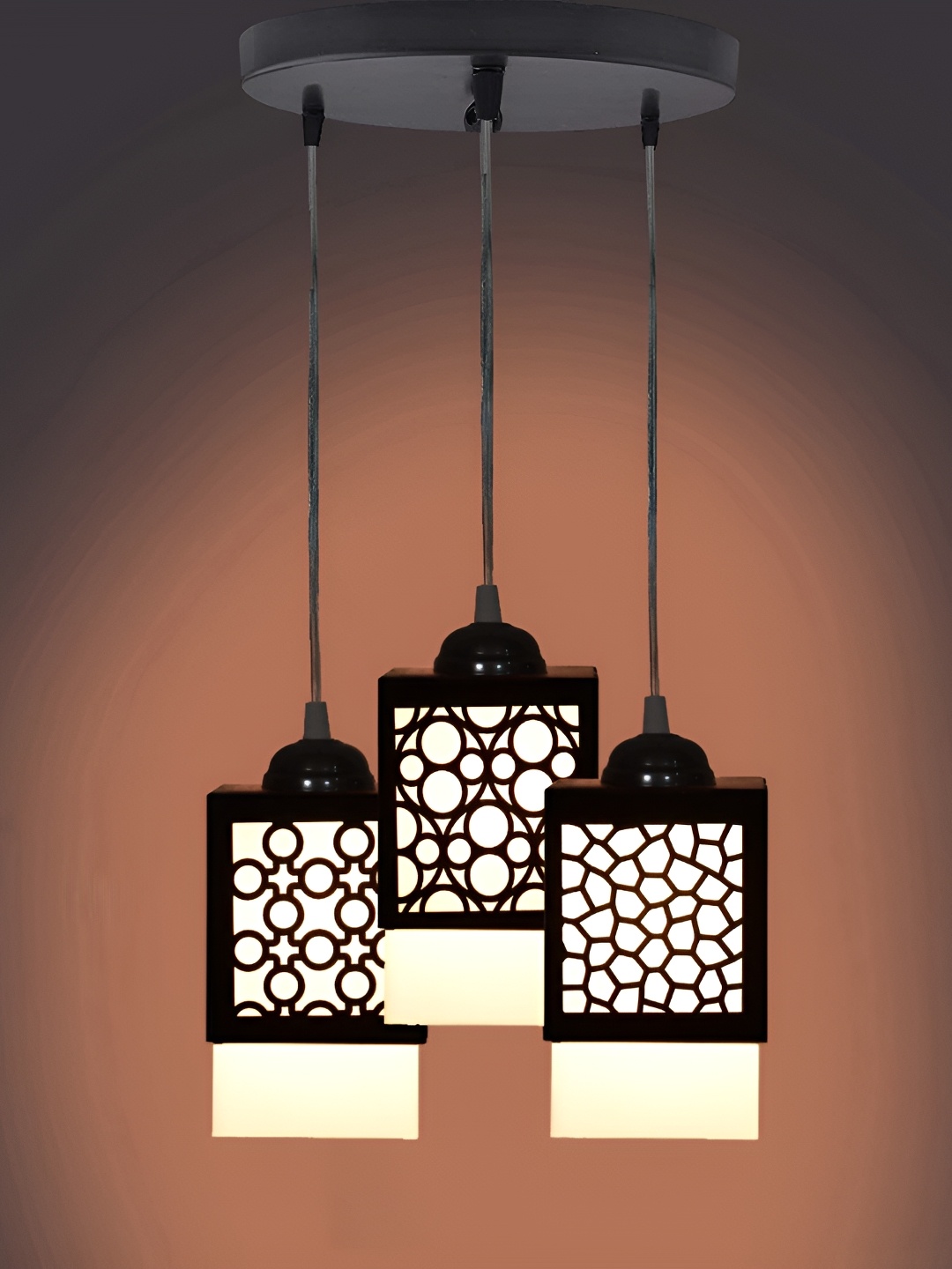 

Gojeeva Black & White 3 Pieces Textured Wood Square Shaped Wall Lamps
