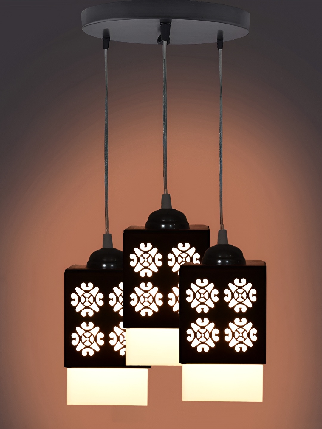 

Gojeeva Black & White 3 Pieces Textured Wood Square Shaped Wall Lamps