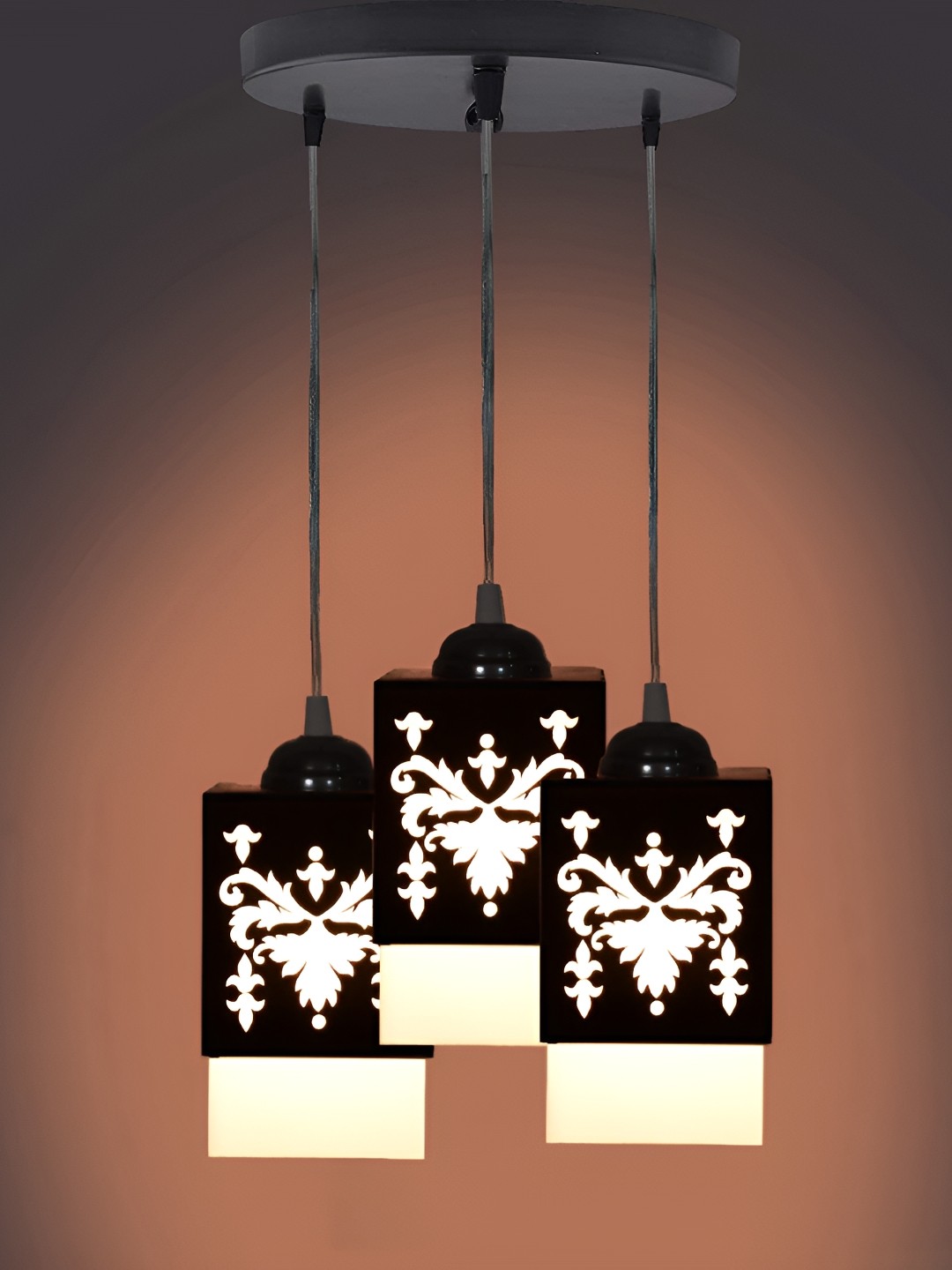 

Gojeeva Black & White 3 Pieces Textured Wood Square Shaped Wall Lamps