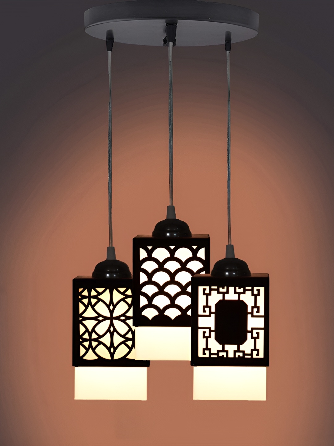 

Gojeeva Black & White 3 Pieces Textured Wood Square Shaped Wall Lamps