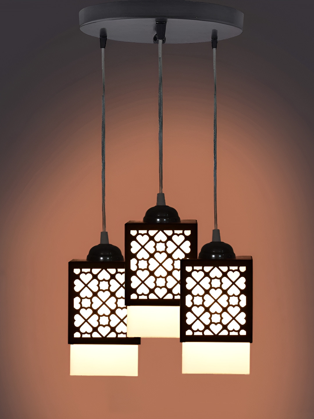 

Gojeeva Black & White 3 Pieces Textured Wood Square Shaped Wall Lamps