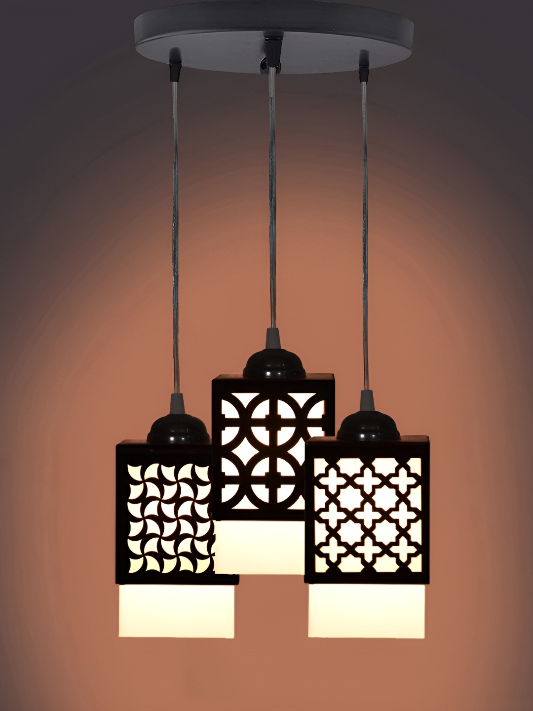 

Gojeeva Black & White 3 Pieces Textured Wood Square Shaped Wall Lamps