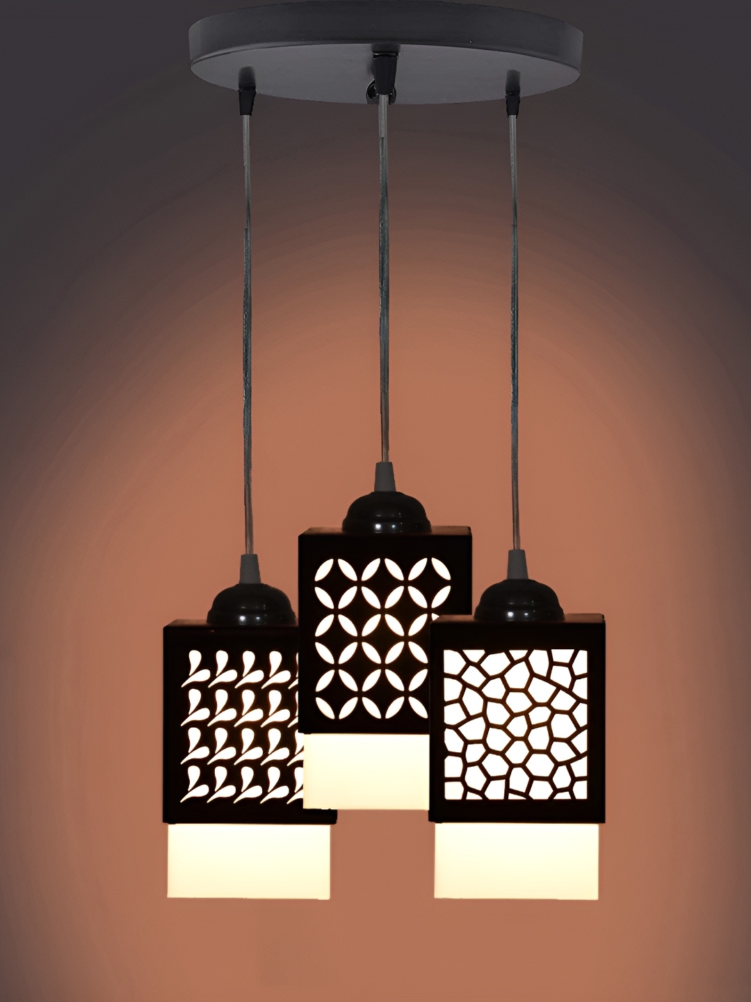 

Gojeeva Black & White 3 Pieces Textured Wood Square Shaped Wall Lamps