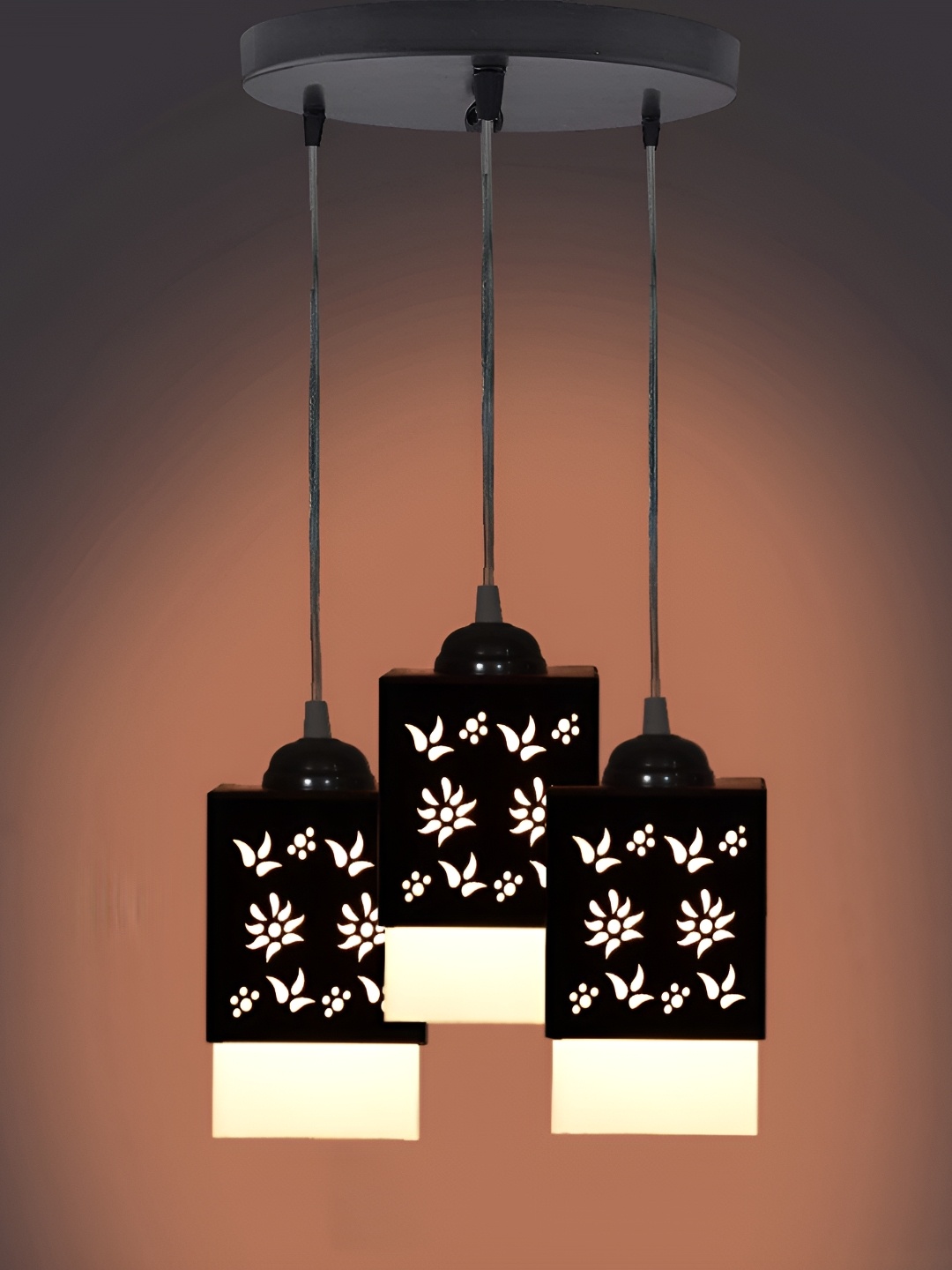 

Gojeeva Black & White 3 Pieces Textured Wood Square Shaped Wall Lamps