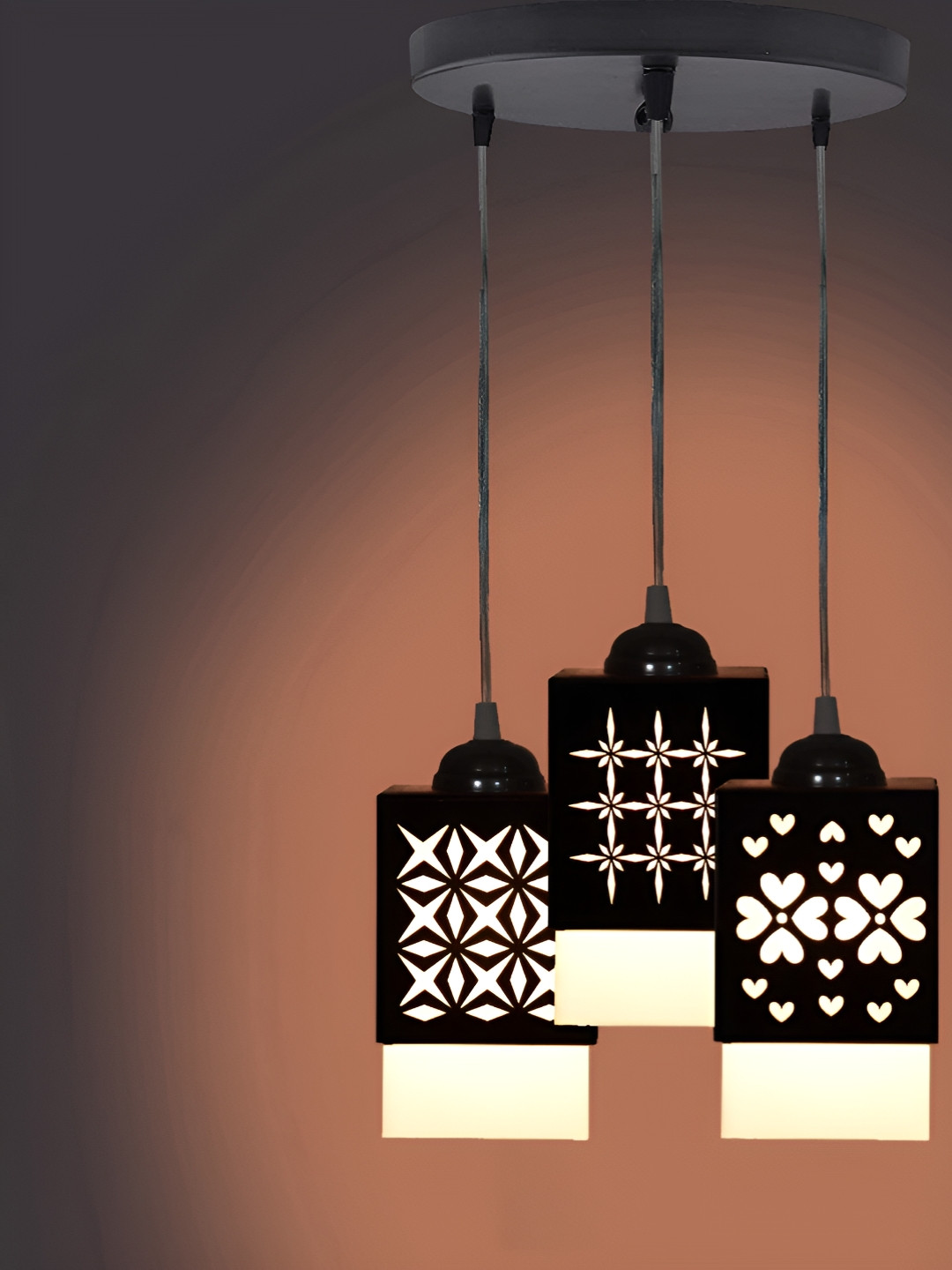

Gojeeva Black & White 3 Pieces Textured Wood Square Shaped Wall Lamps