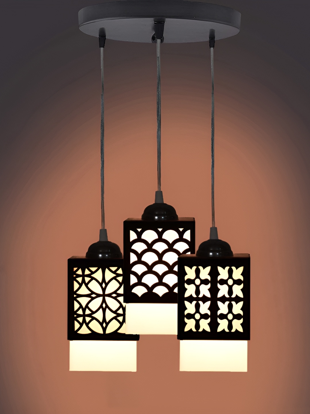 

Gojeeva Black & White 3 Pieces Textured Wood Square Shaped Wall Lamps