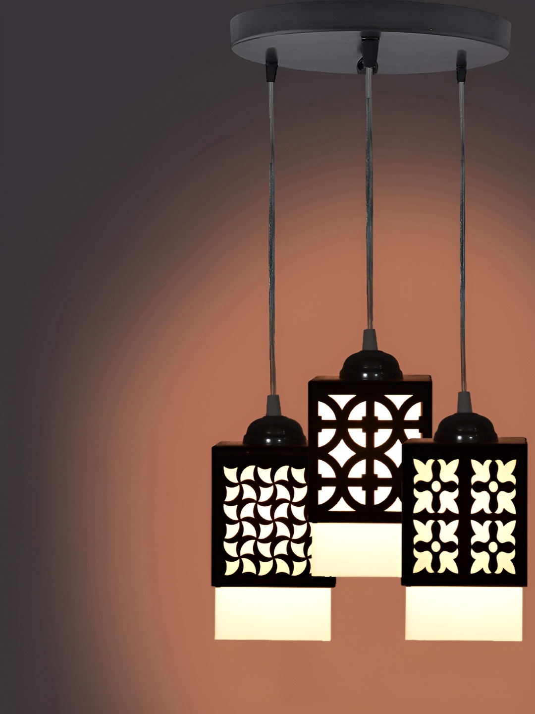 

Gojeeva Black & White 3 Pieces Textured Wood Square Shaped Wall Lamps