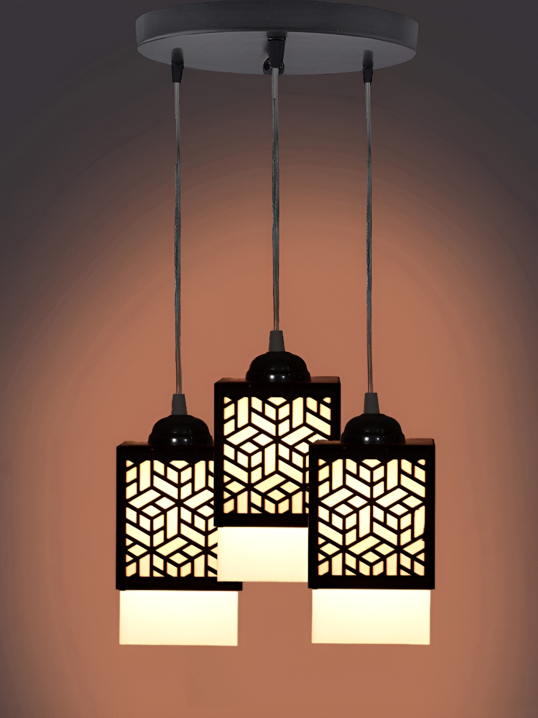 

Gojeeva Black & White 3 Pieces Textured Wood Square Shaped Wall Lamps