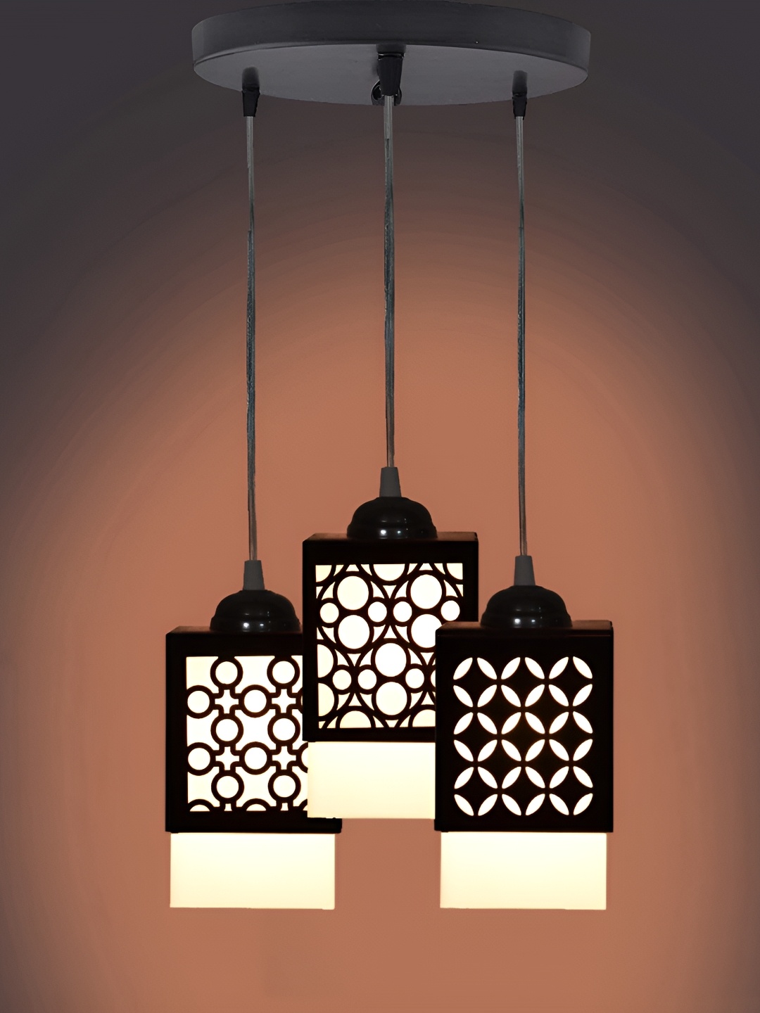 

Gojeeva Black & White 3 Pieces Textured Wood Square Shaped Wall Lamps