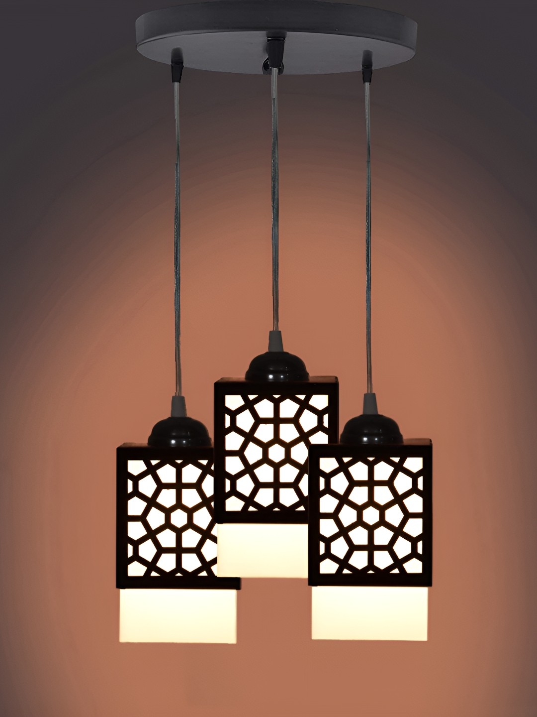 

Gojeeva Black & White 3 Pieces Textured Wood Square Shaped Wall Lamps