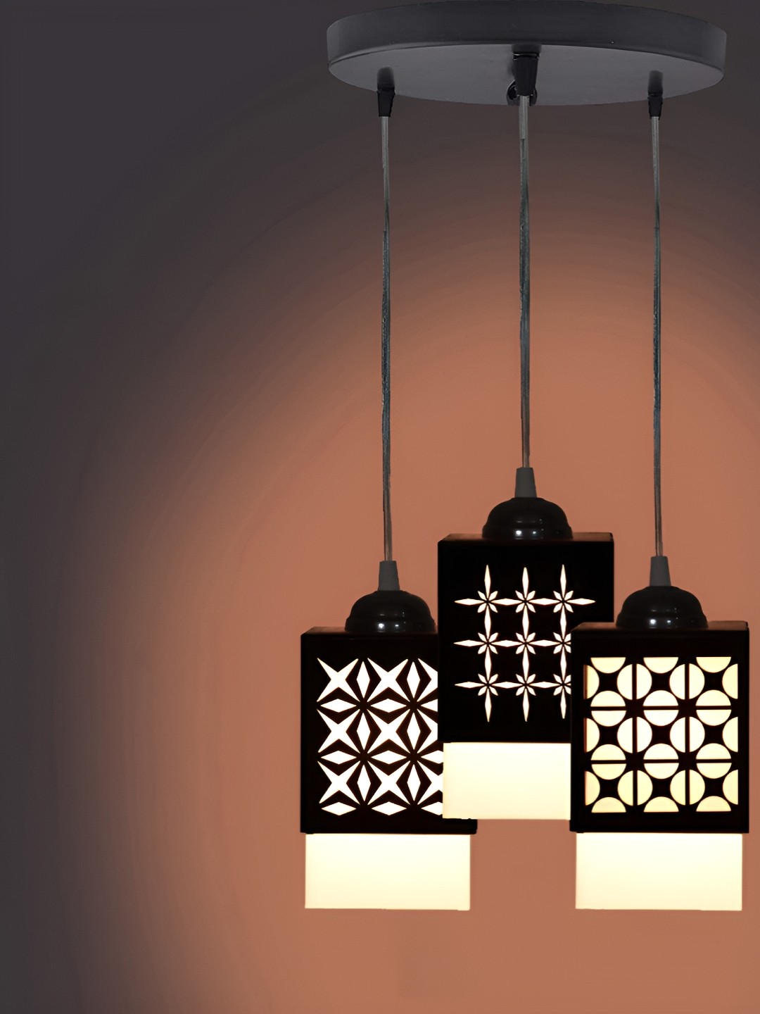 

Gojeeva Black & White 3 Pieces Textured Wood Square Shaped Wall Lamps