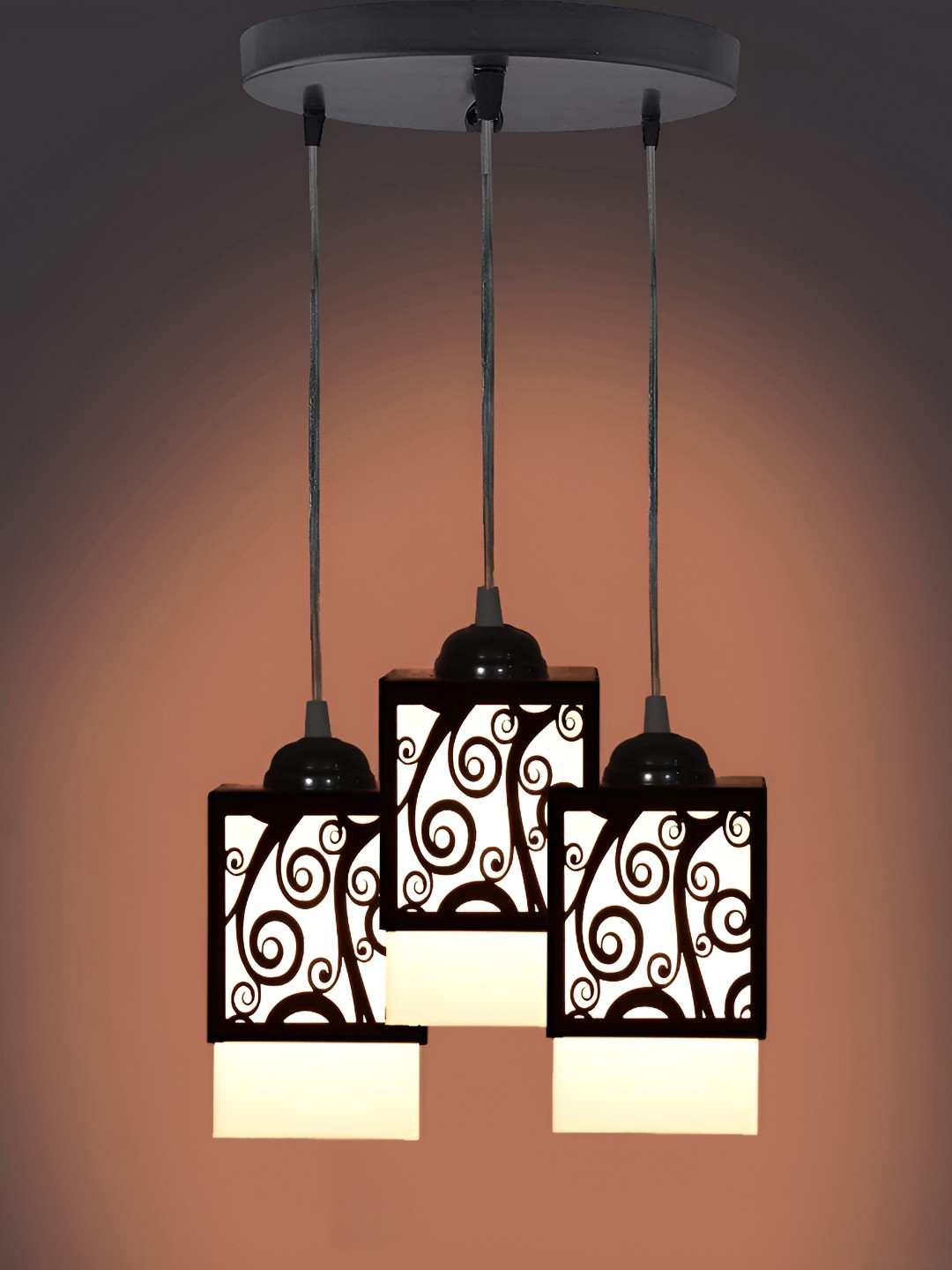 

Gojeeva Black & White 3 Pieces Textured Wood Square Shaped Wall Lamps
