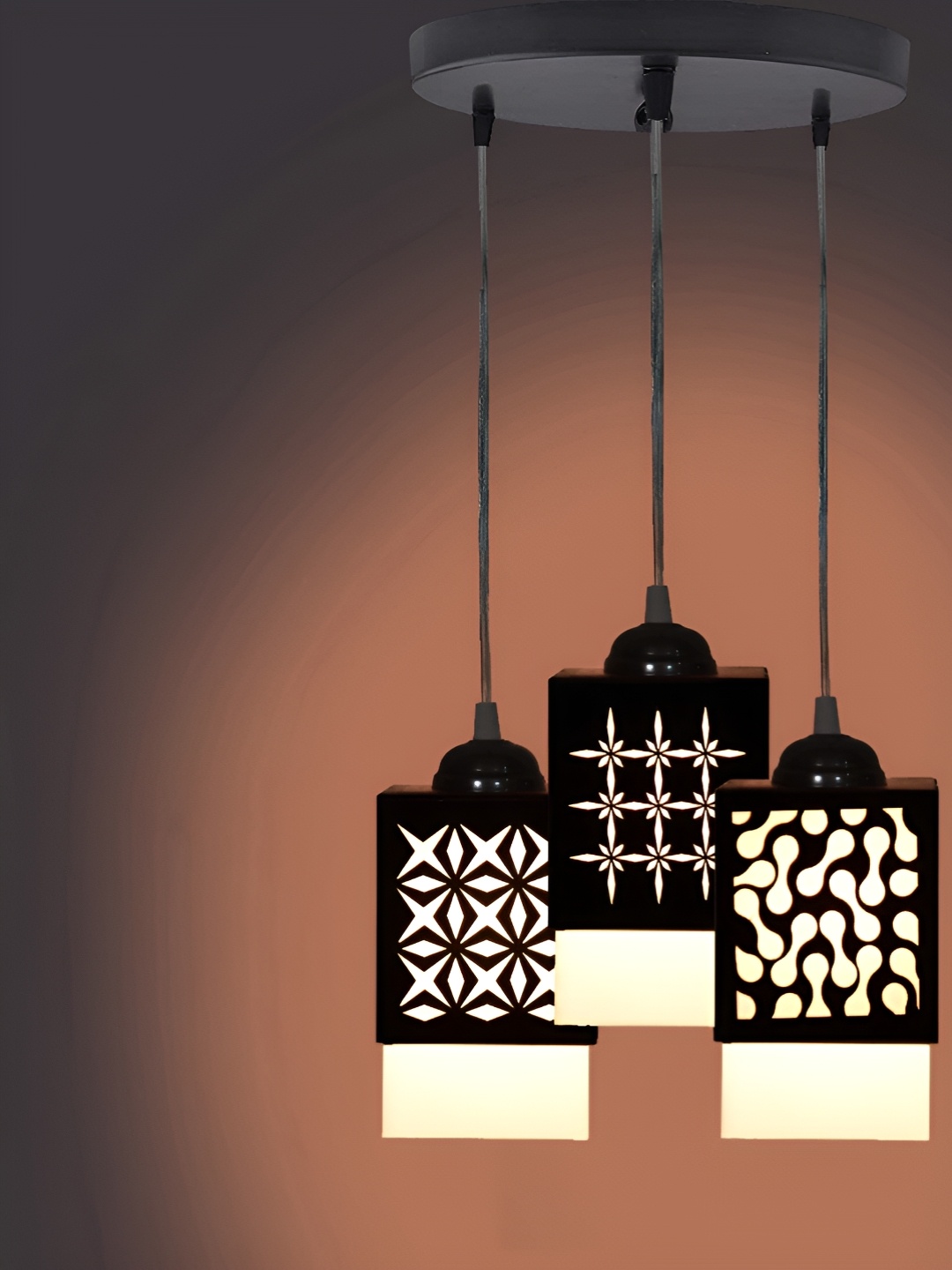 

Gojeeva Black & White Textured Wooden Square Shaped Wall Lamp