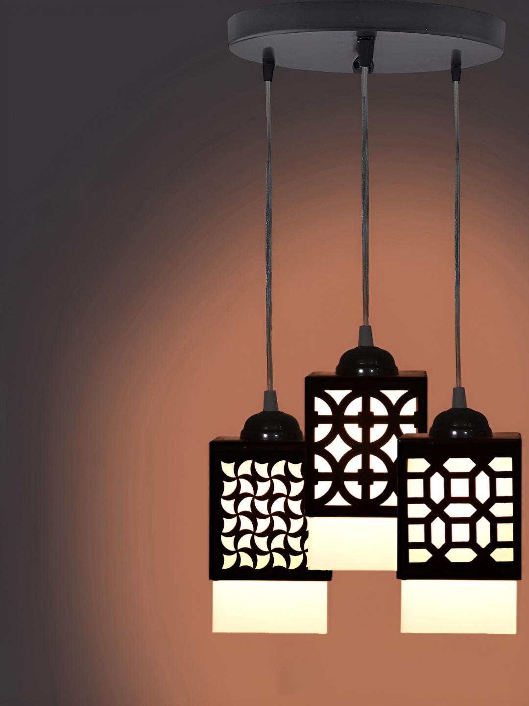 

Gojeeva Black & White Textured Wooden Square Shaped Wall Lamp