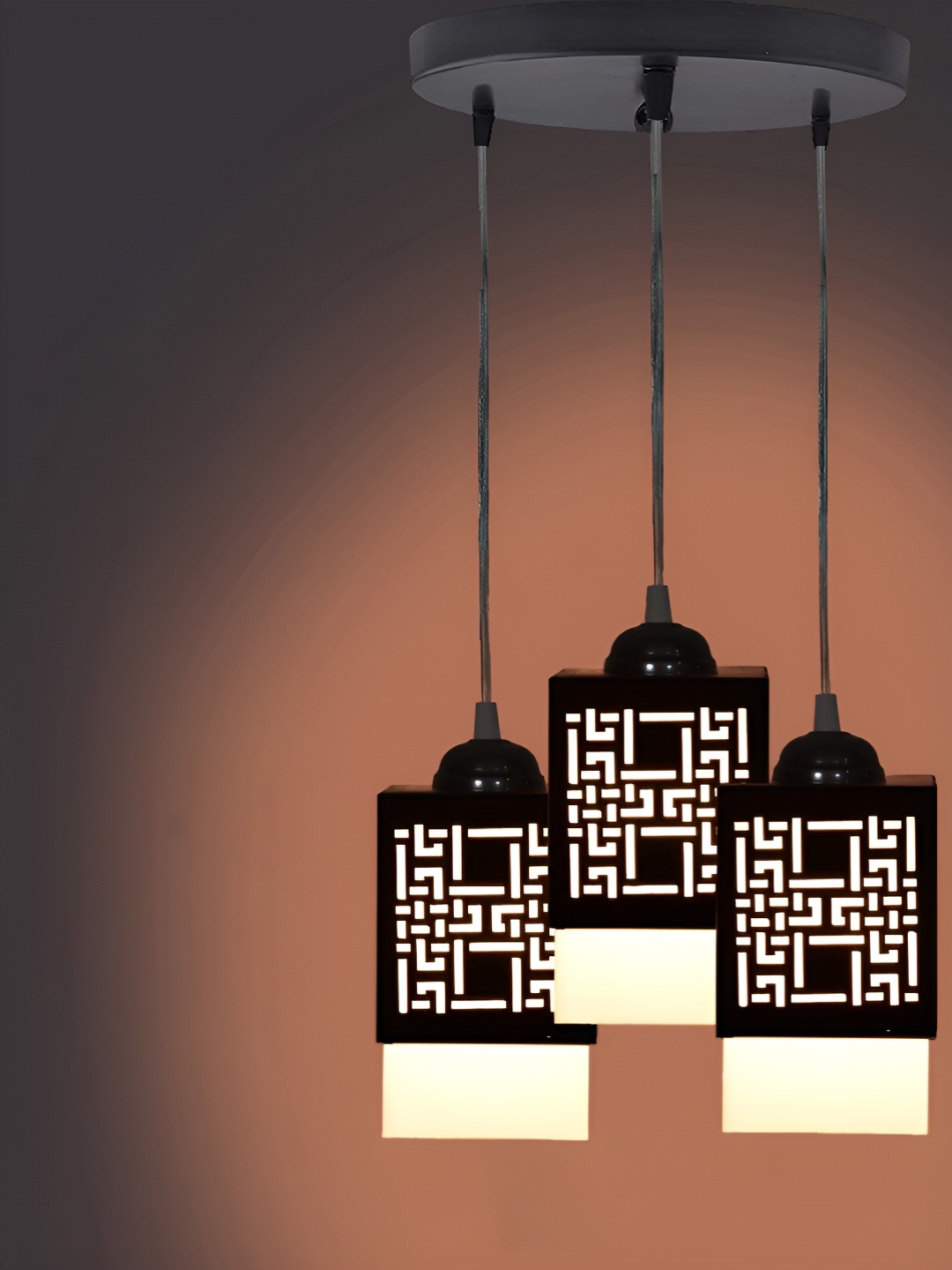 

Gojeeva Black & White Textured Wooden Square Shaped Wall Lamp