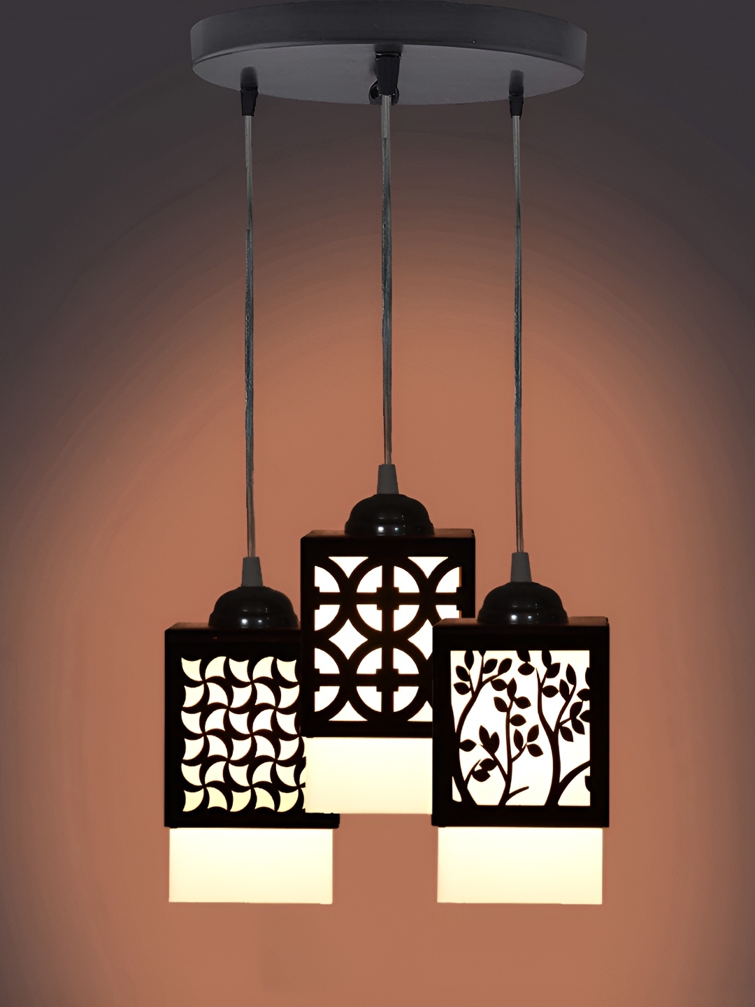 

Gojeeva Black & White Textured Wooden Square Shaped Wall Lamp