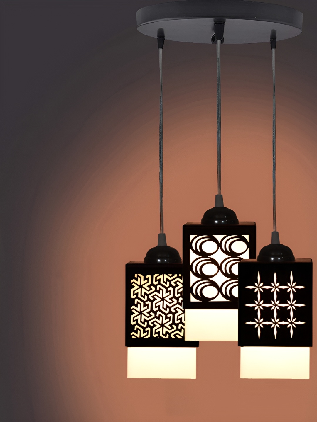 

Gojeeva Black & White Textured Wooden Square Shaped Wall Lamp